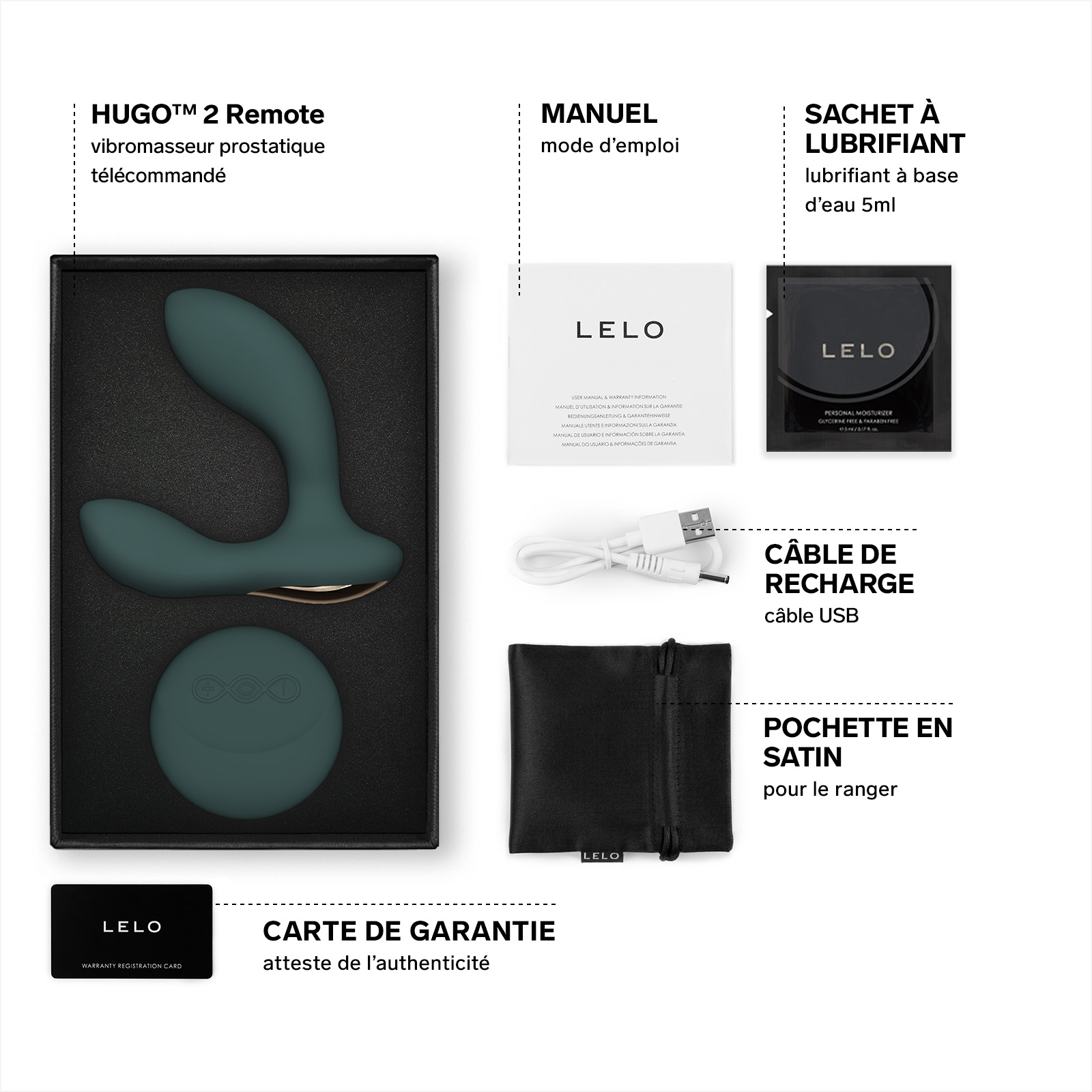 Men's remote-controlled masturbator, Lelo Hugo 2 Remote LELO Green