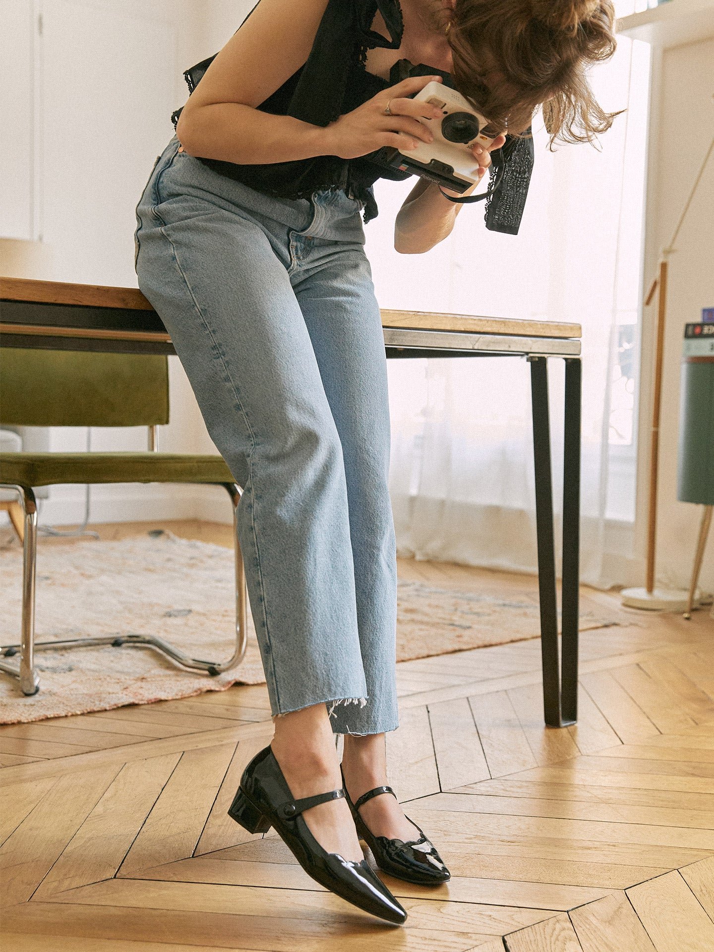 Babies with small patent leather heels EMZI PARIS Black