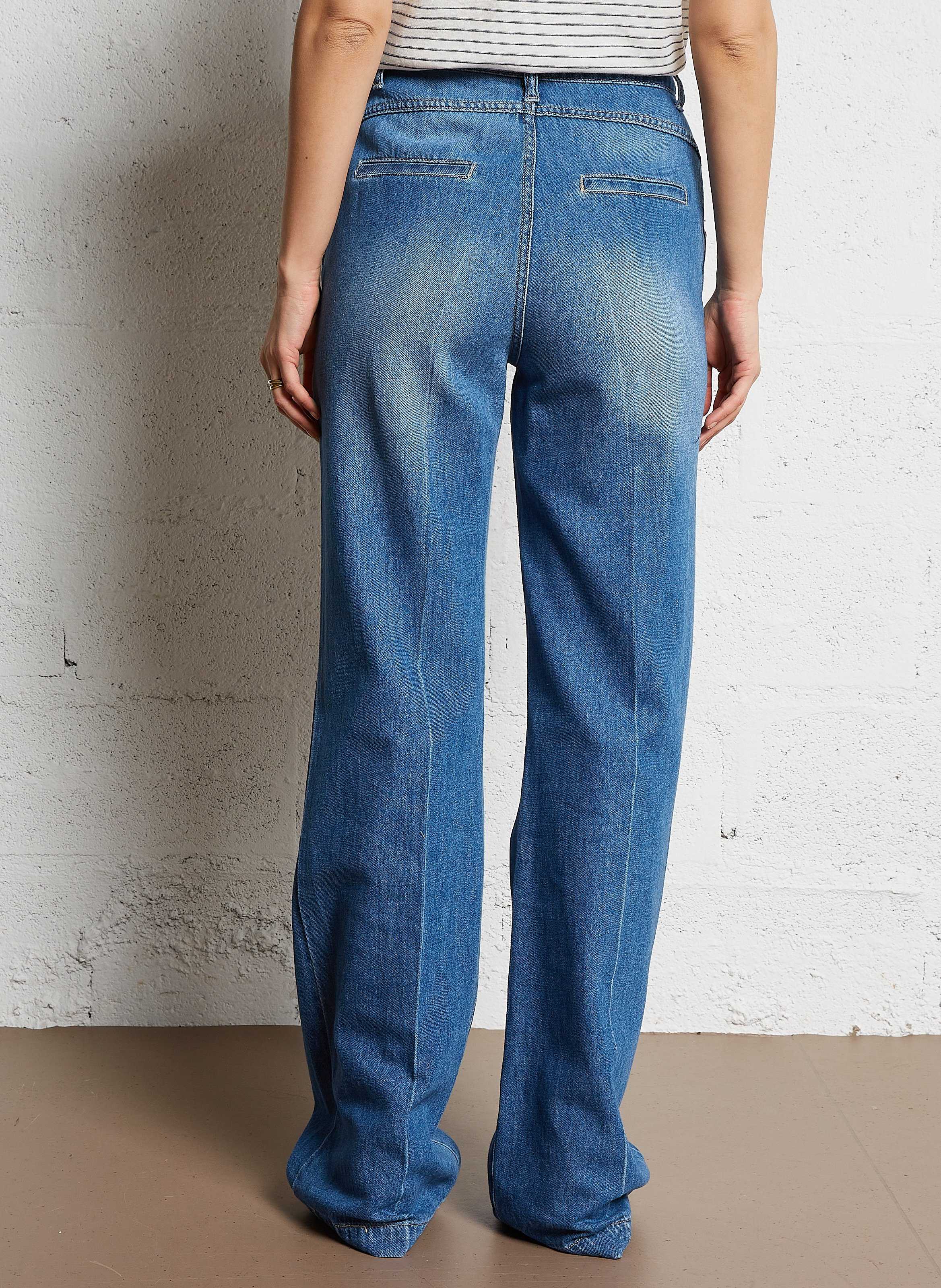 Wijde jeans - katoenblend Blauw