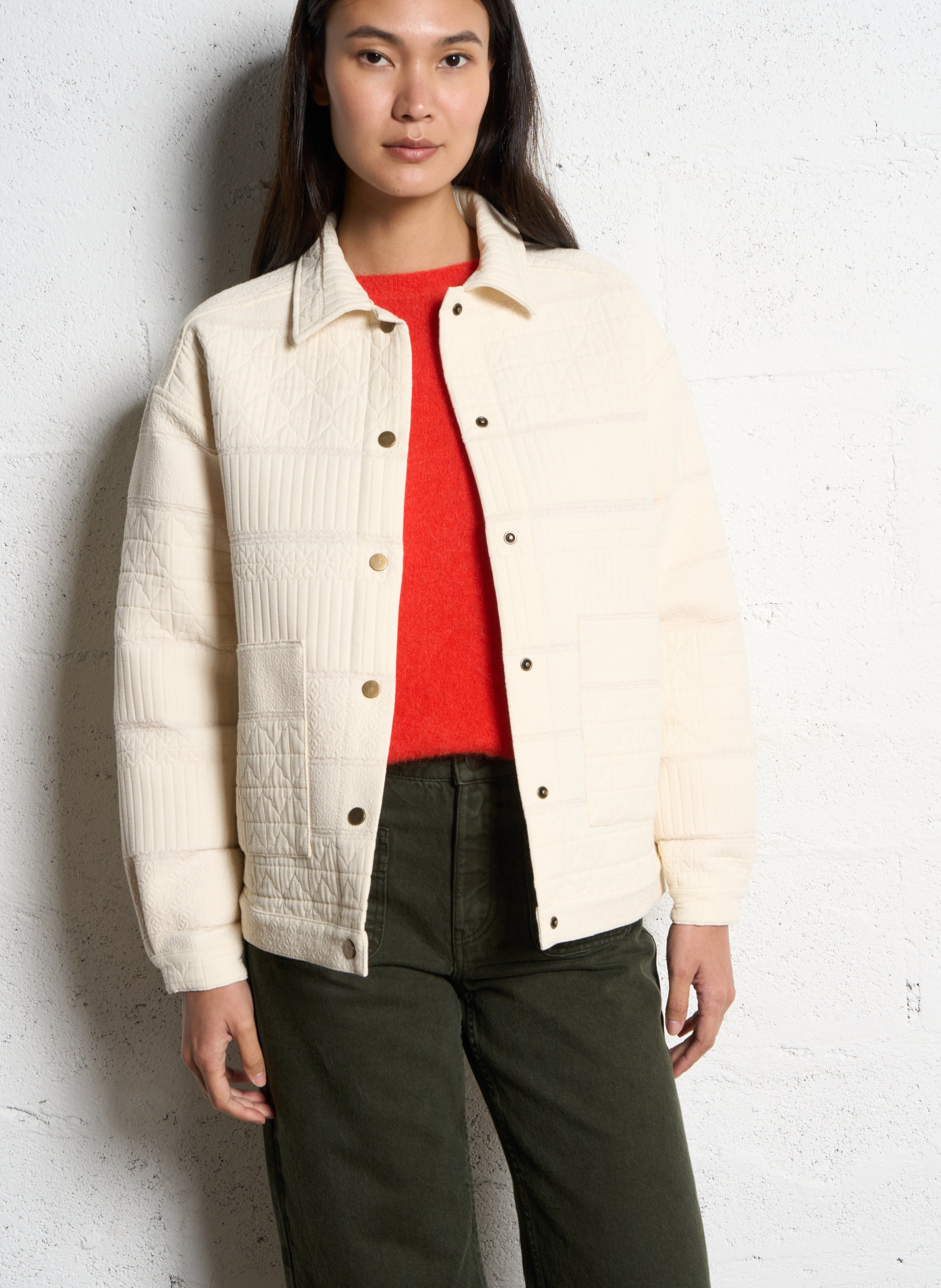 Blouson oversize en coton mélangé ONE STEP Blanc