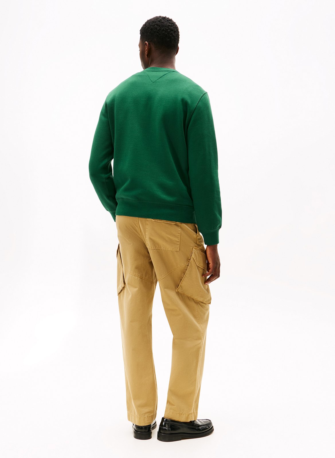 Straight-cut cotton-blend sweater with round neck TOMMY HILFIGER Green