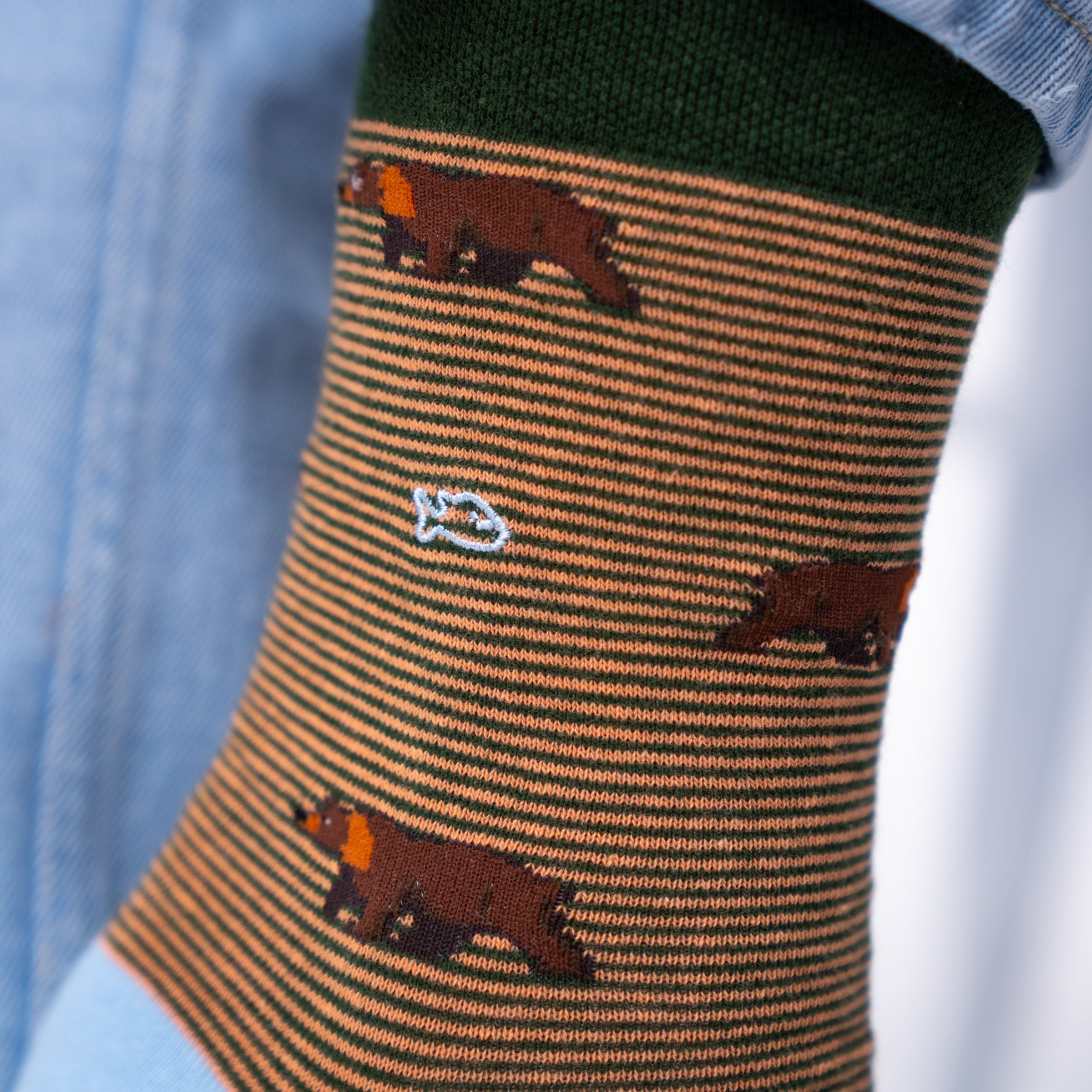 Combed Cotton Animal Socks Brown
