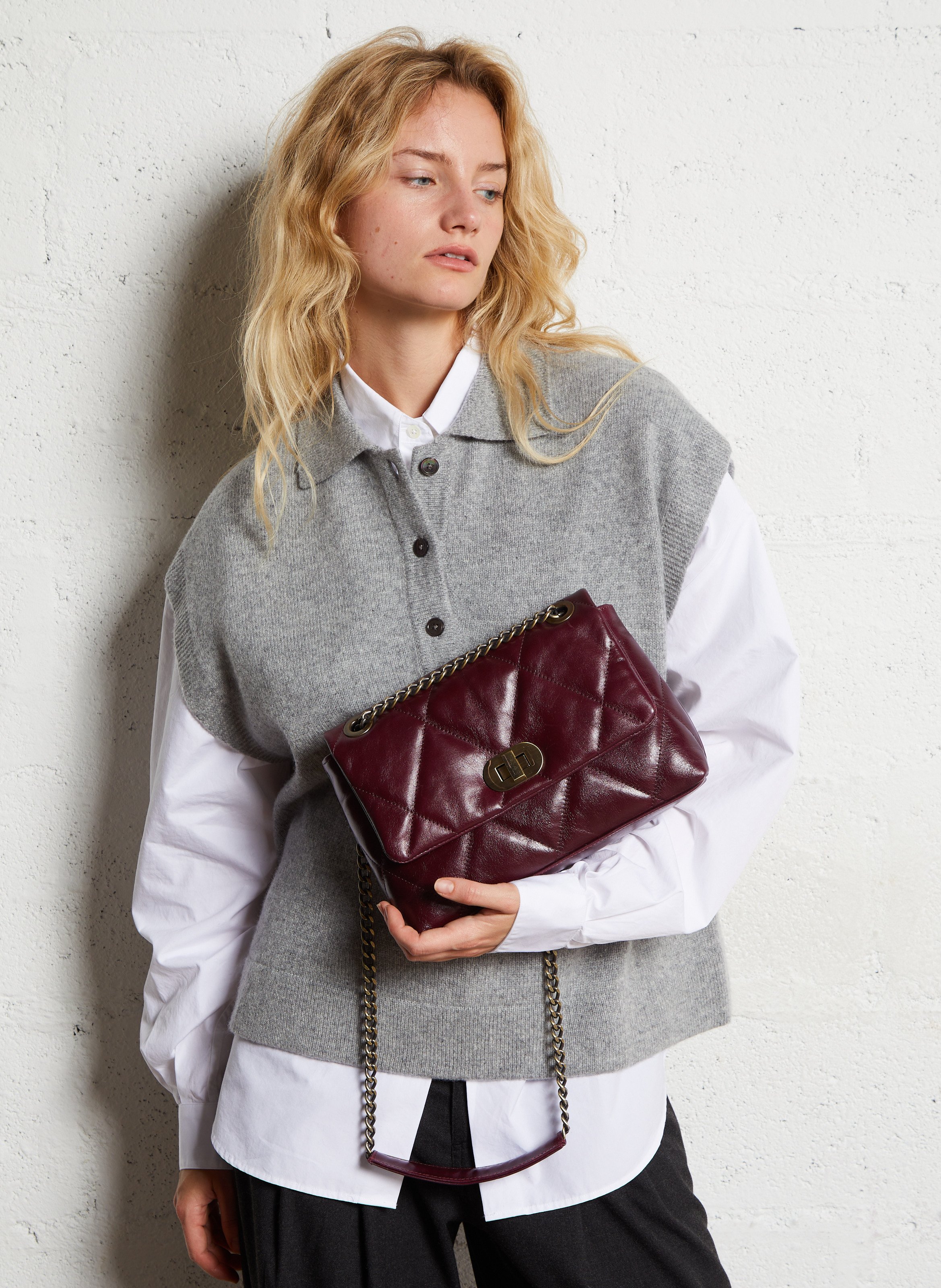 Sac bandoulière en cuir MAISON 123 Rouge