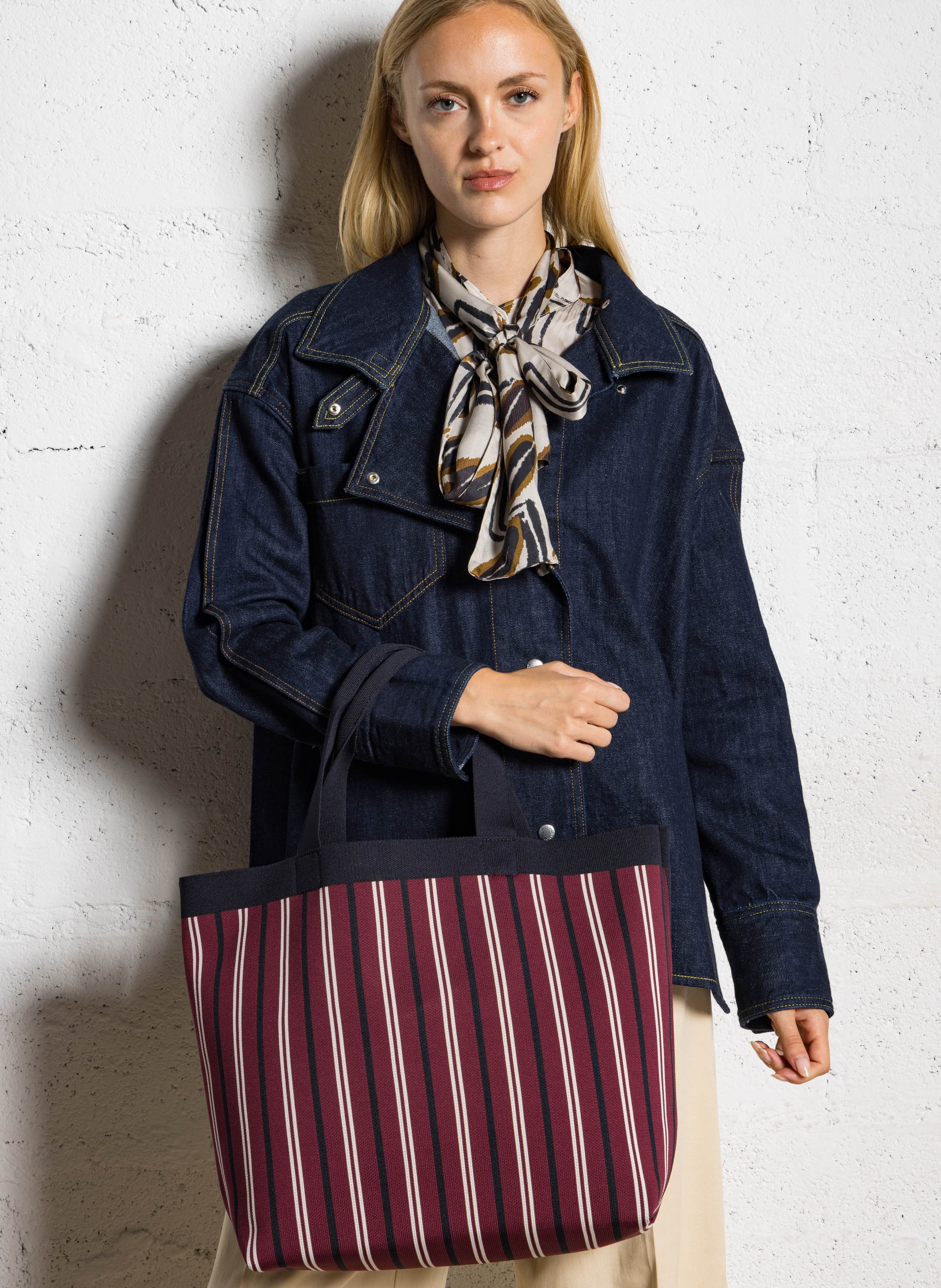 Shopper mit Streifen BECKSONDERGAARD Rot