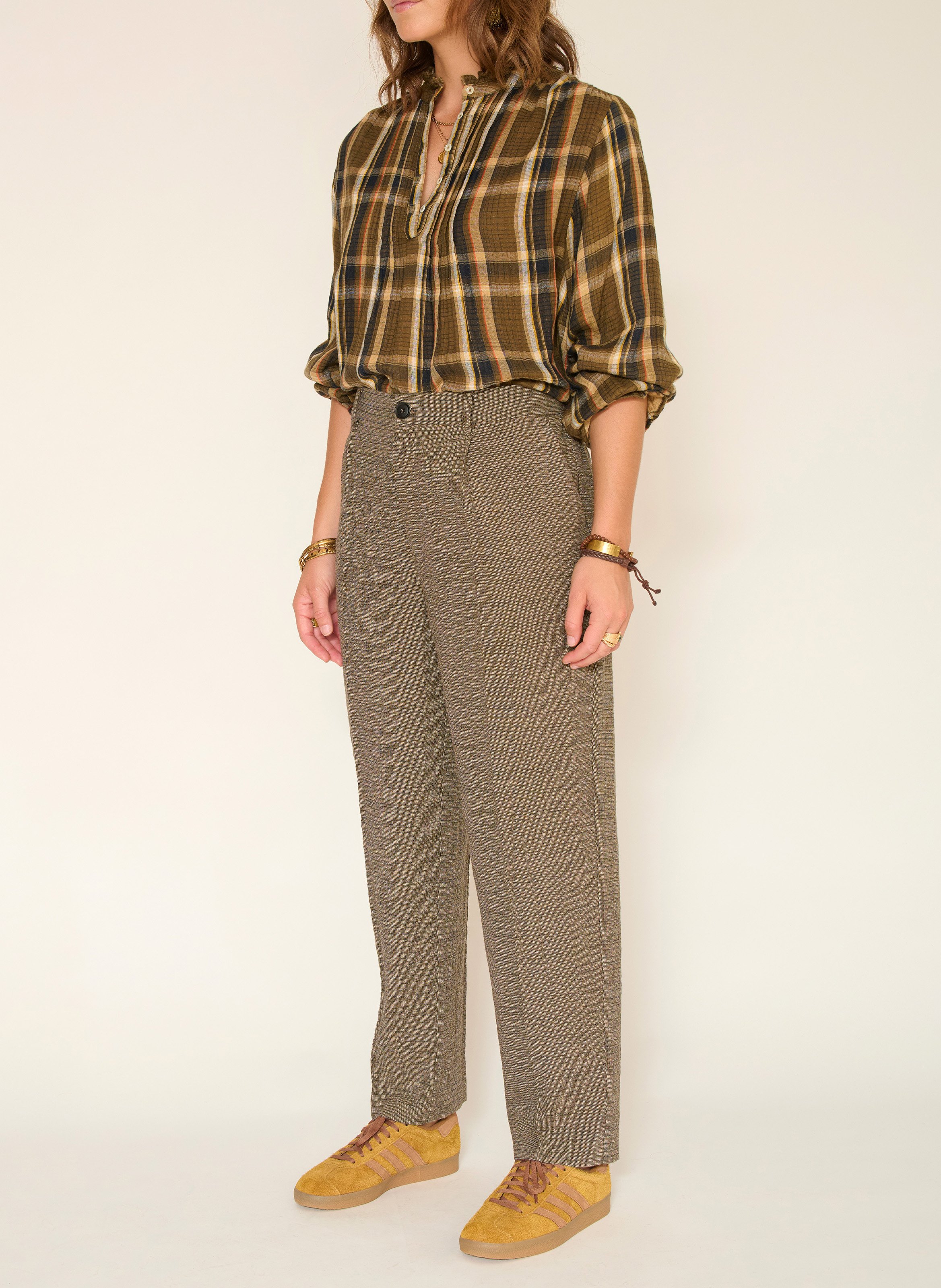 Pantalon ajusté à motifs MKT Marron