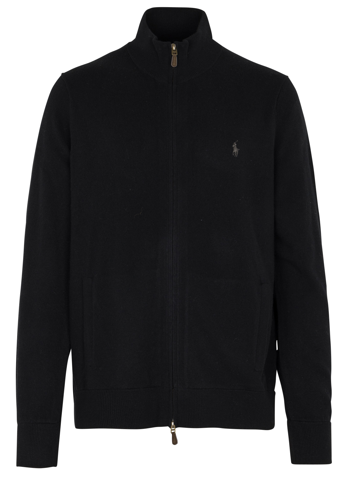 Gilet zippé à broderie logo en laine POLO RALPH LAUREN Noir