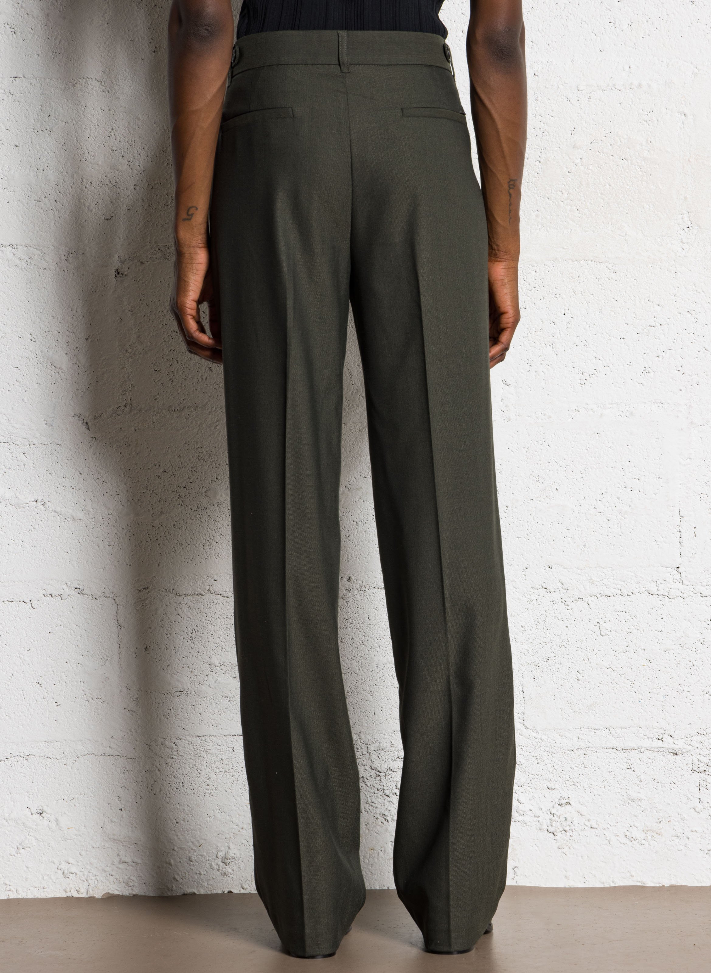 Straight tailored trousers with herringbone pattern IKKS Khaki