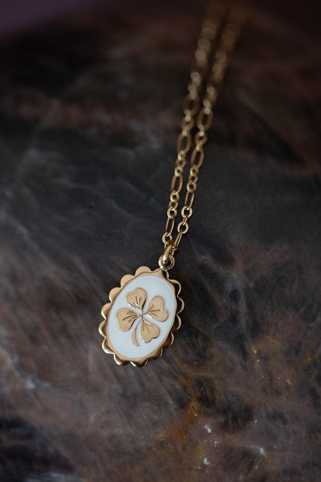 Gold-plated clover necklace MONSIEUR SIMONE White