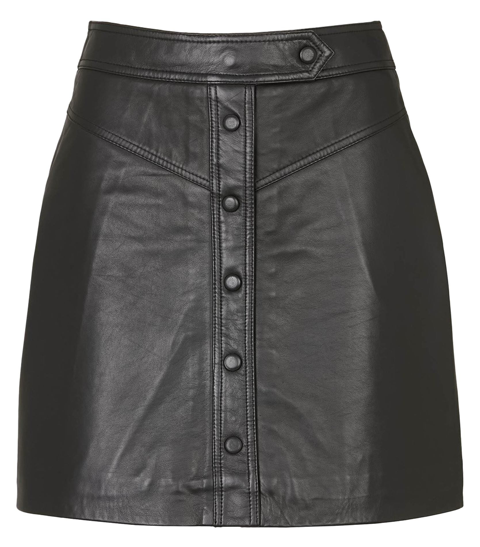 Korte effen leren rok MAISON 123 Zwart