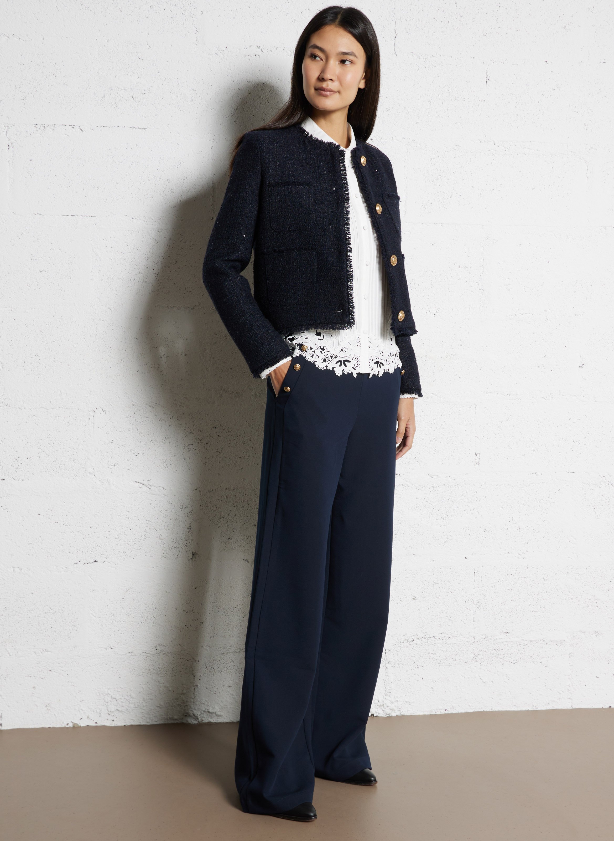 Azawood high-waisted wide-leg trousers IKKS Blue