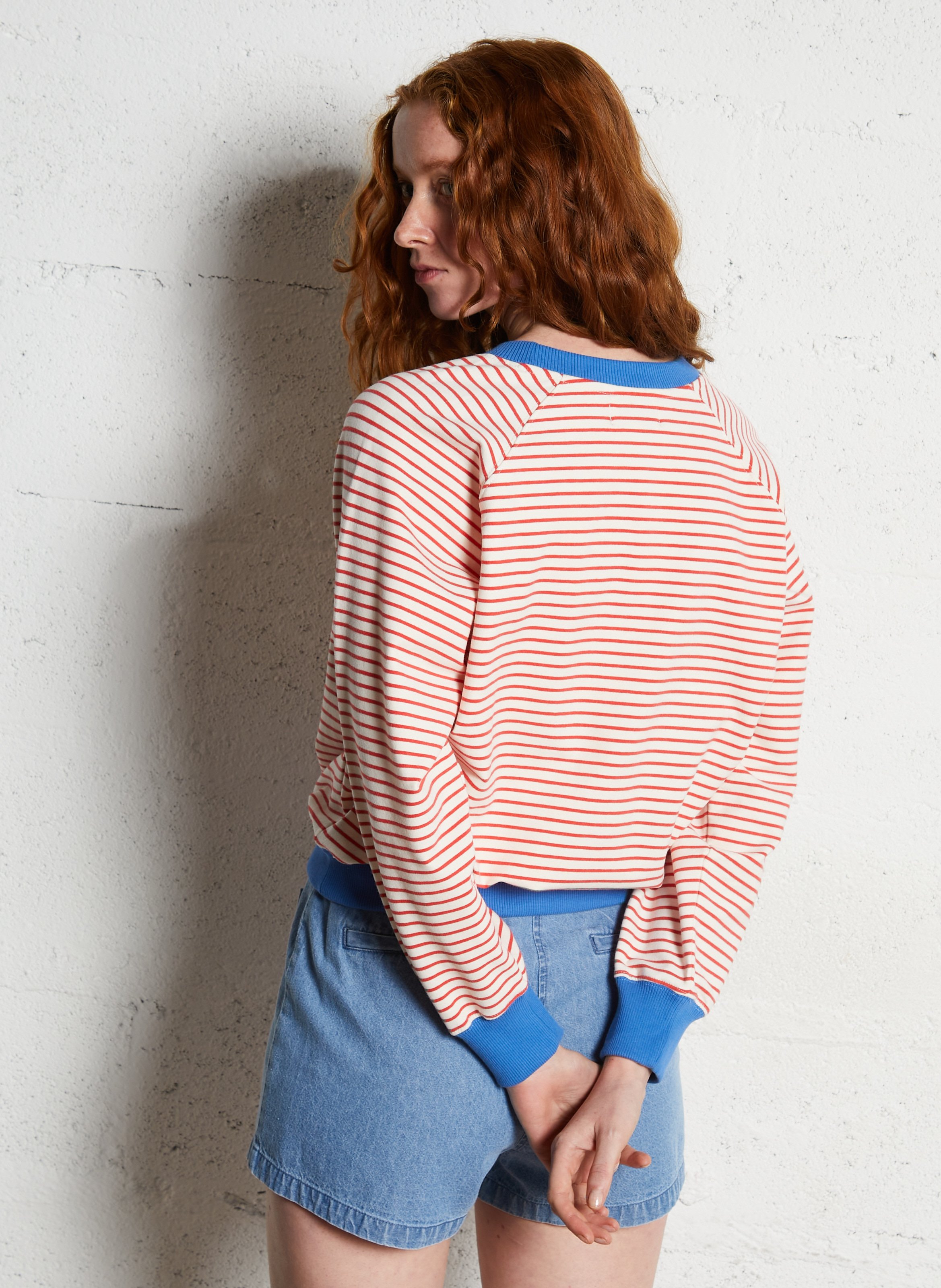 Round-neck organic cotton-blend sweater EMILE ET IDA Red