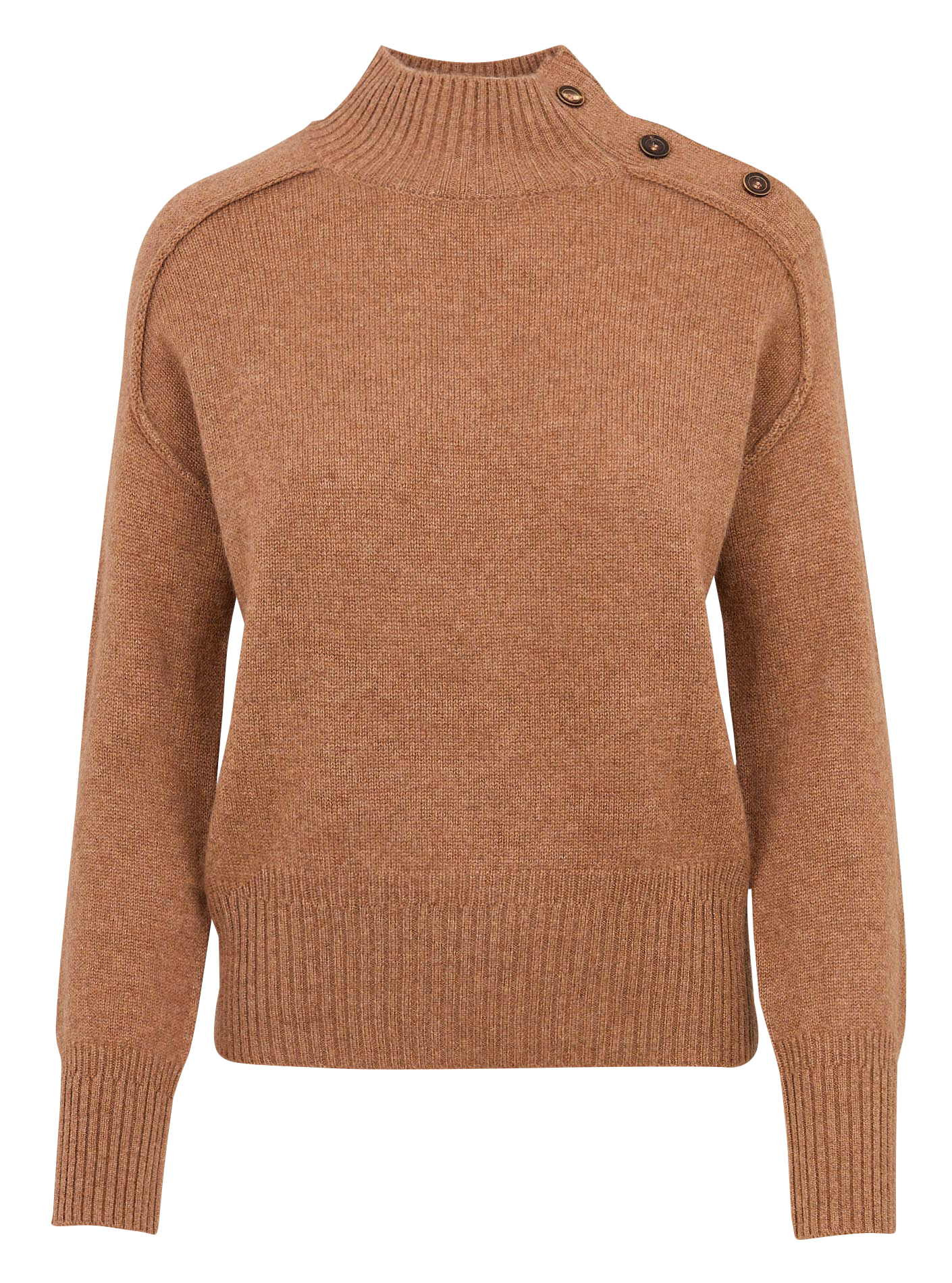 Pull col montant en cachemire Beige