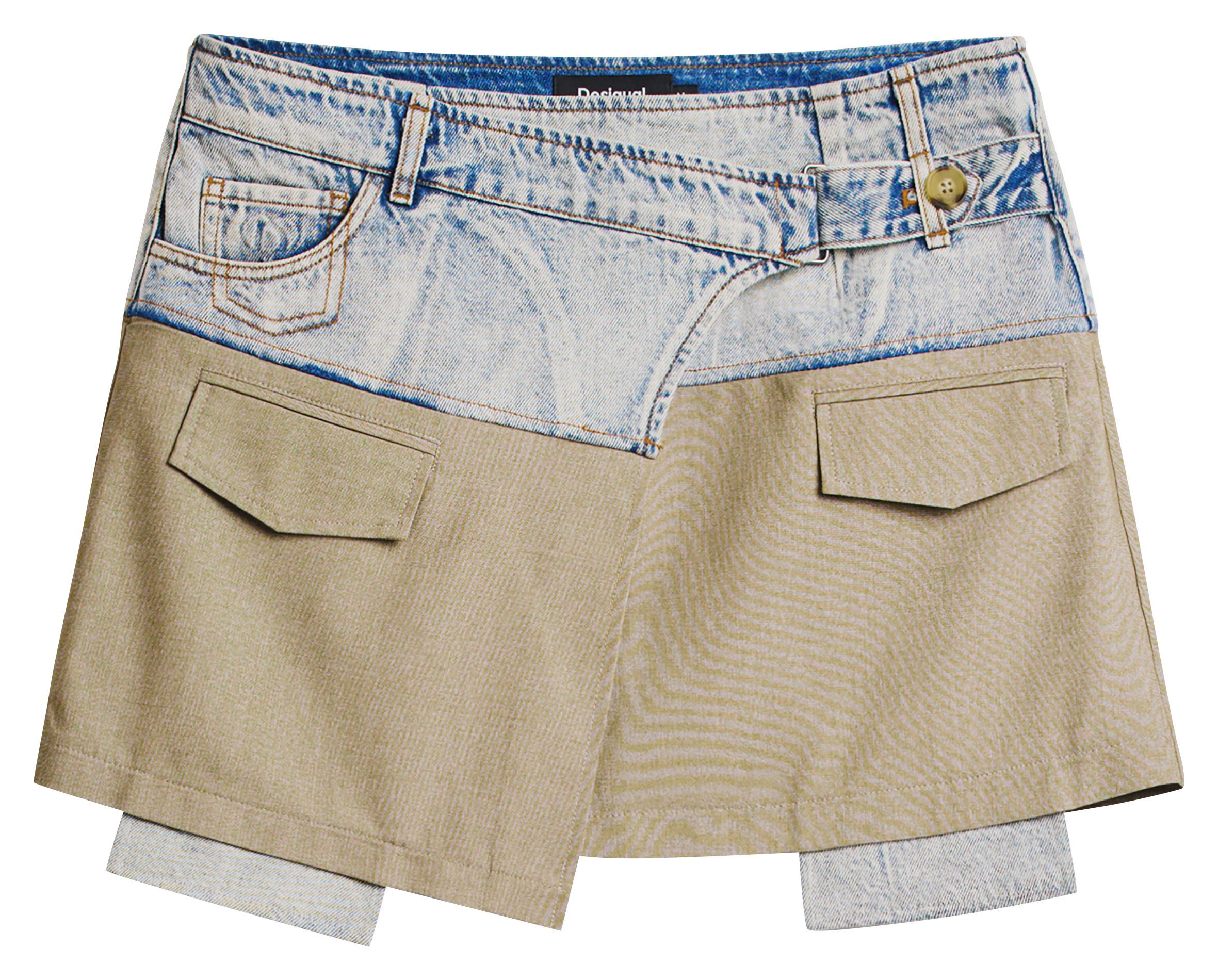 Jupe courte en coton mélangé DESIGUAL Bleu