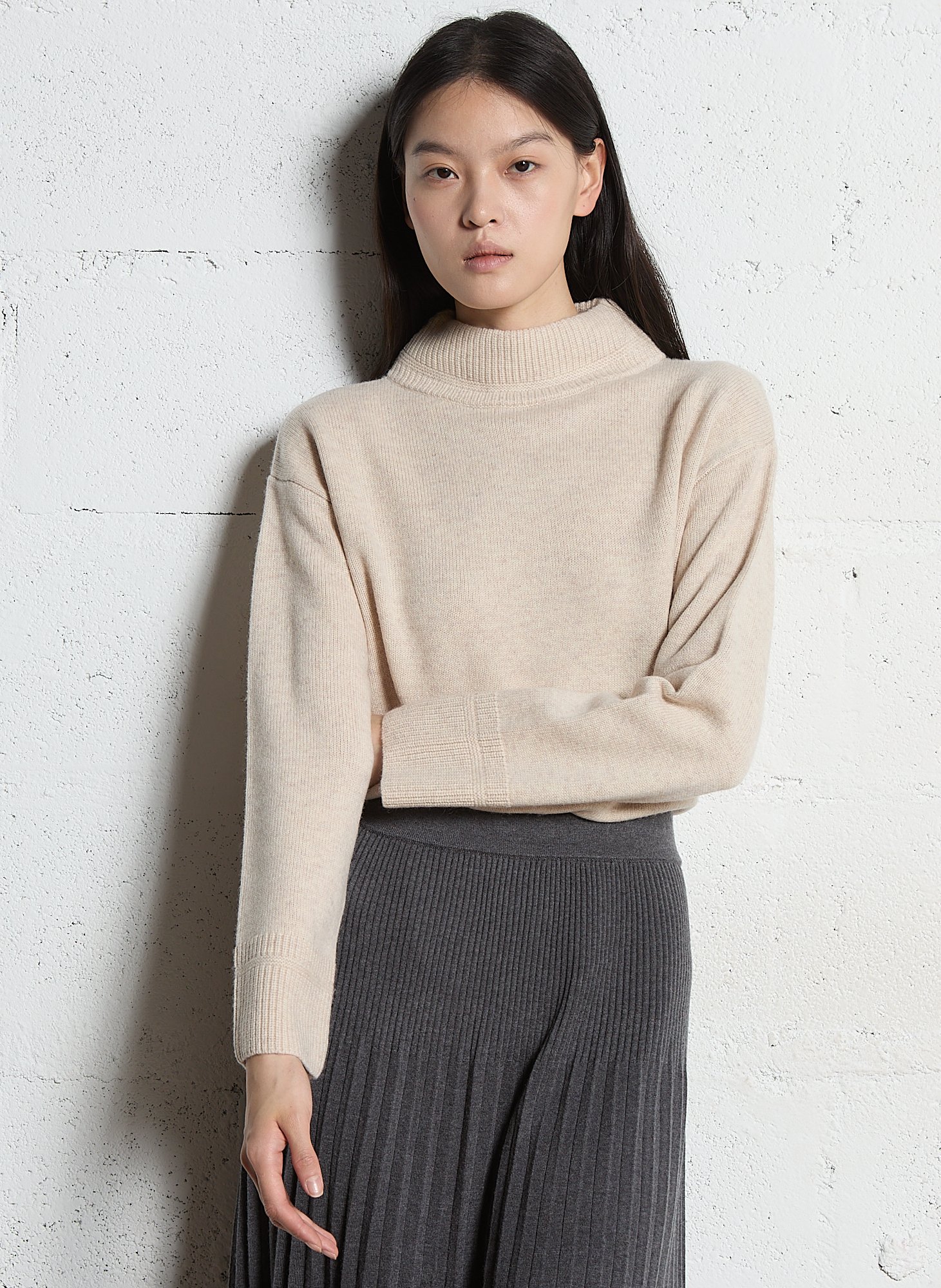 Pull col montant en laine MAISON 123 Blanc