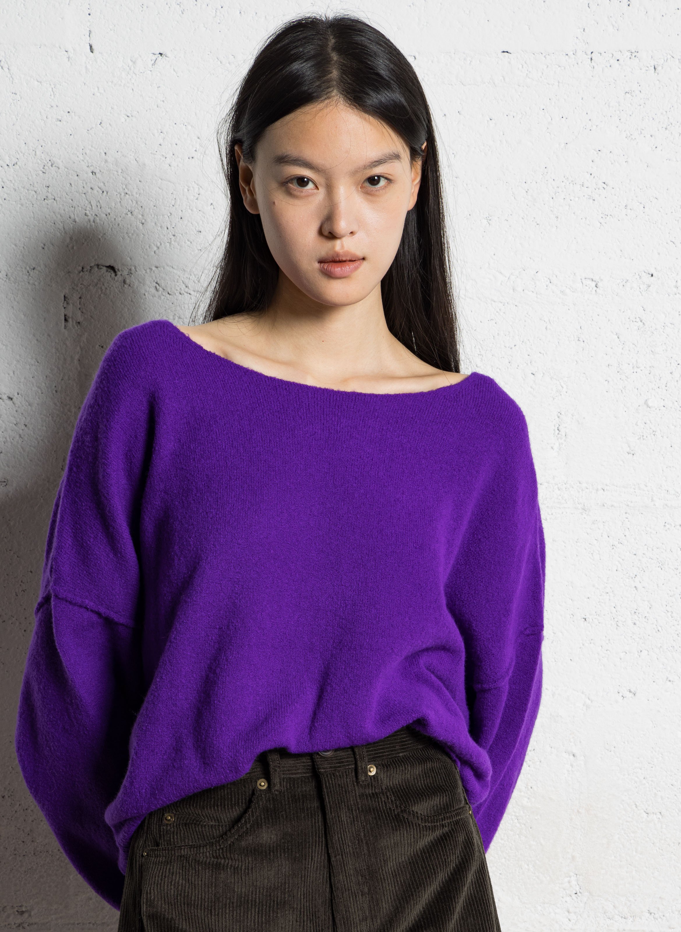 Pull col bateau en laine mélangée AMERICAN VINTAGE Violet