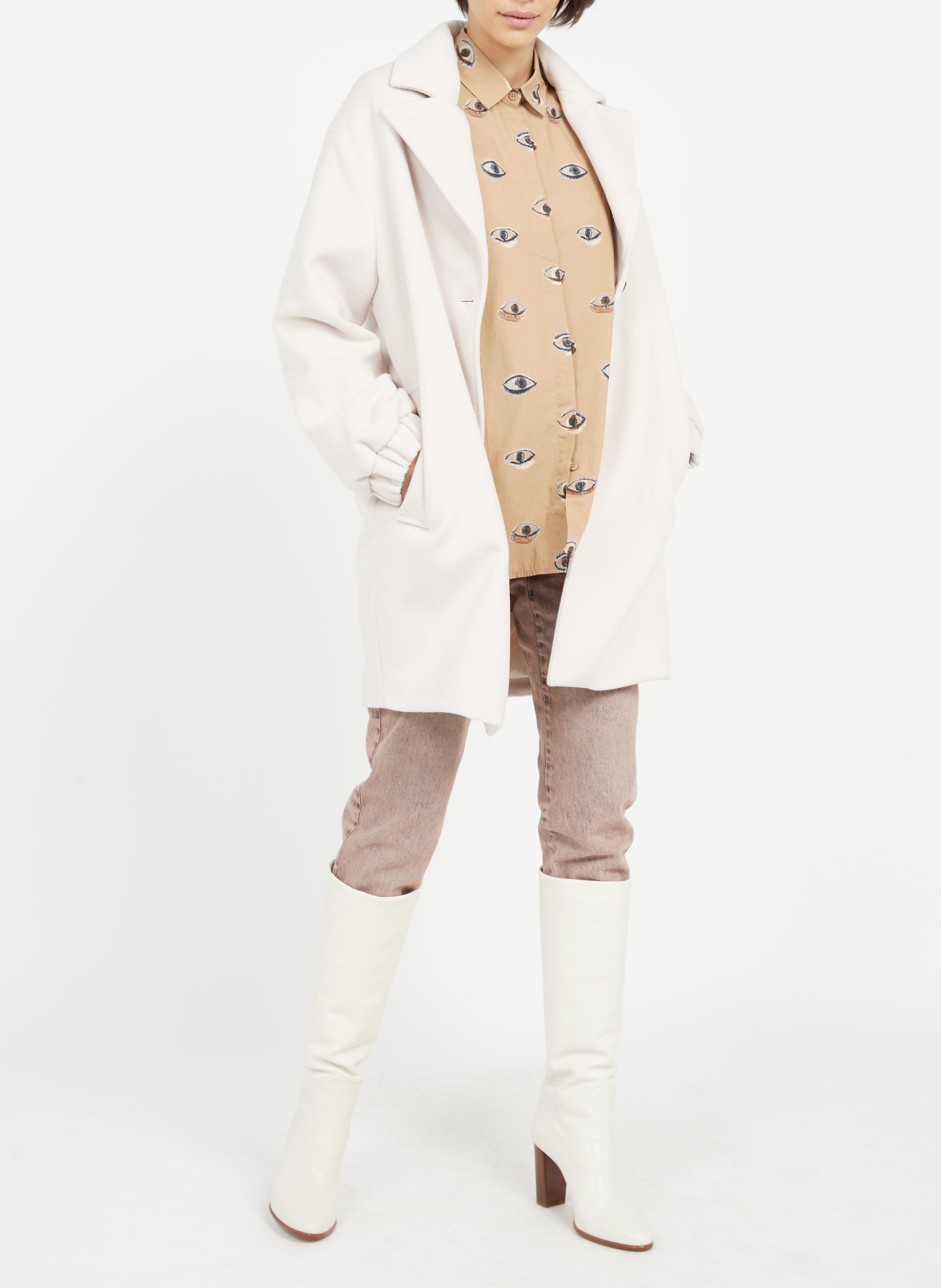 Coat with tailored collar PLEASE Beige
