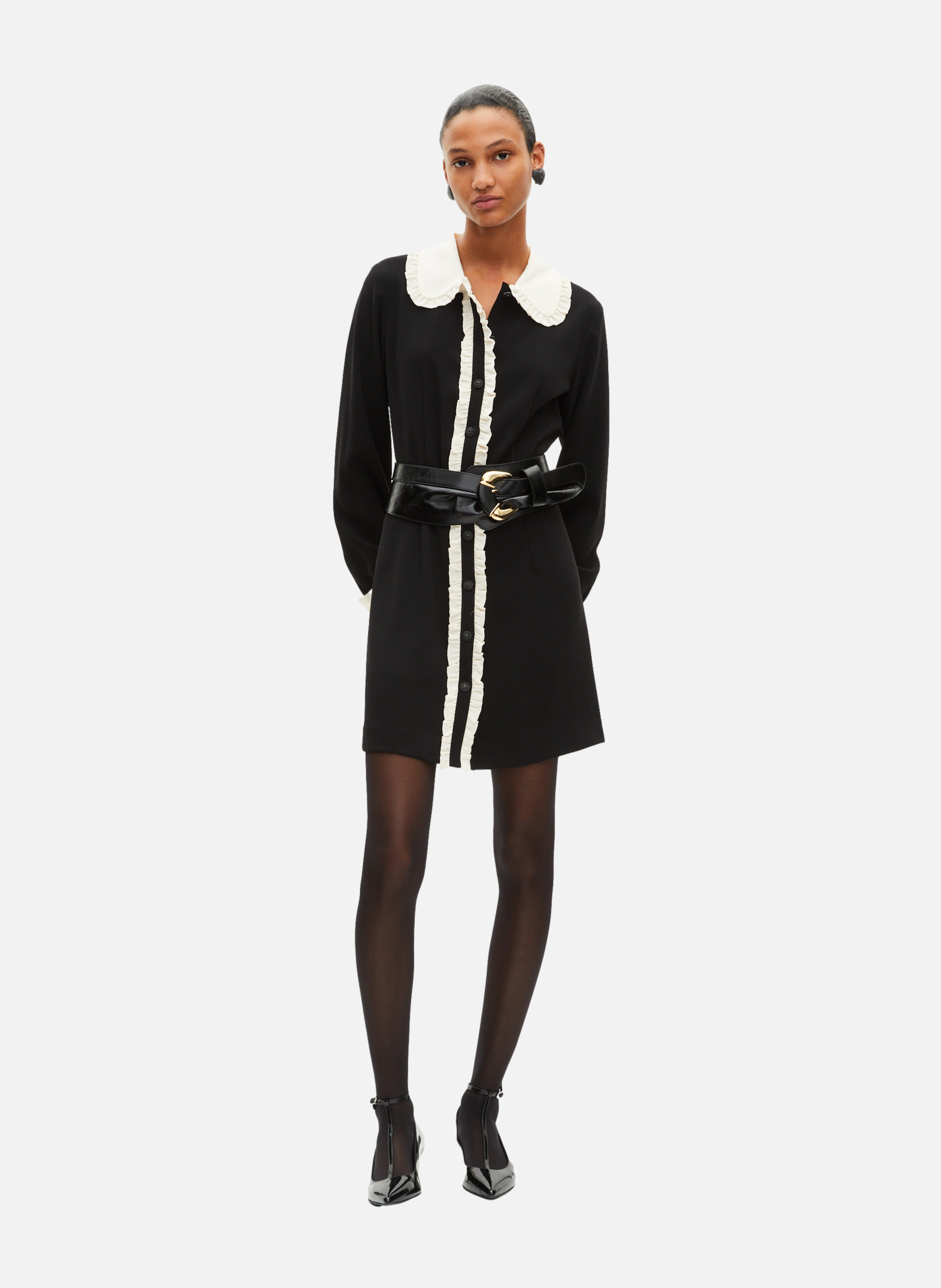 Short dress with contrast collar THE KOOPLES Black