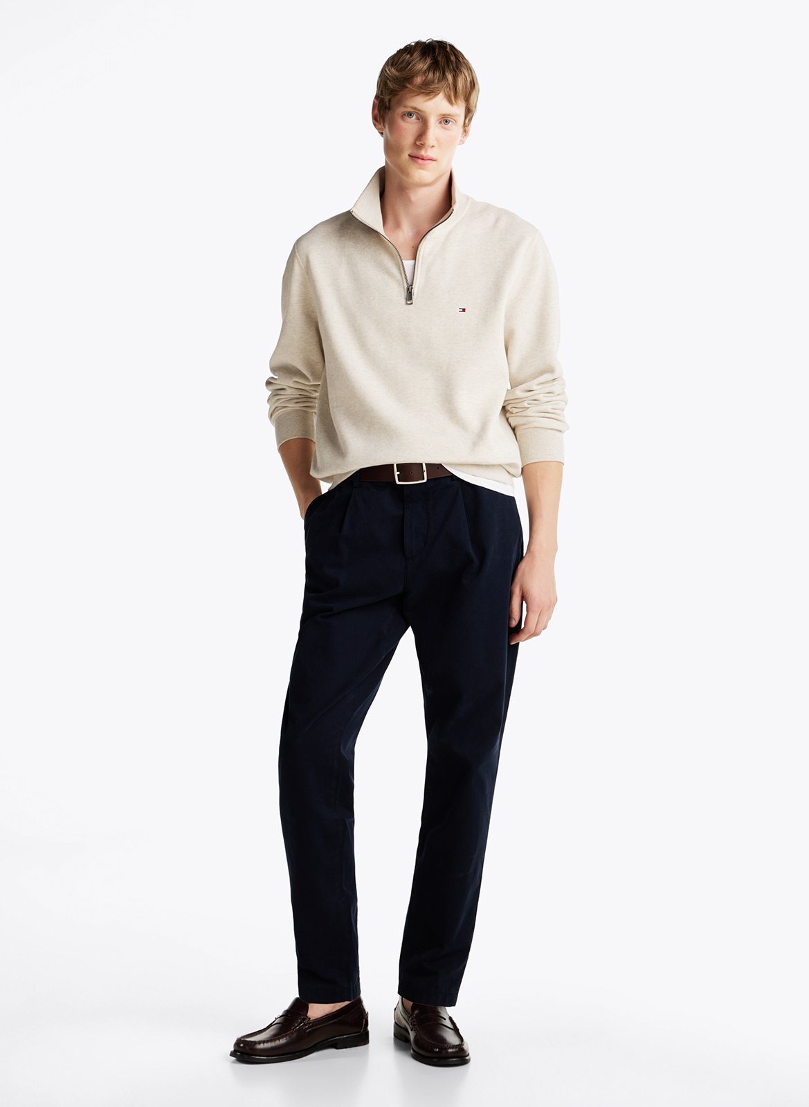 Cotton-blend high-neck jumper TOMMY HILFIGER Beige