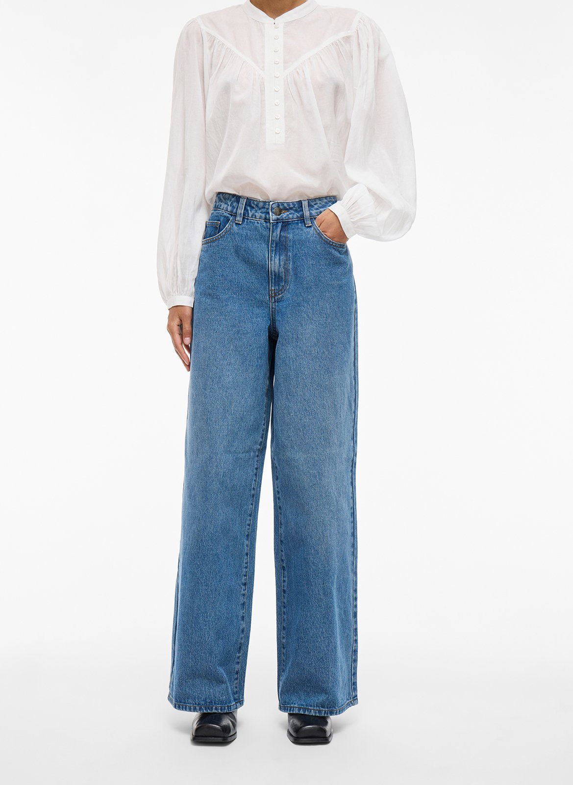 Jean large en coton et coton recyclé ROUGE EDIT Bleu