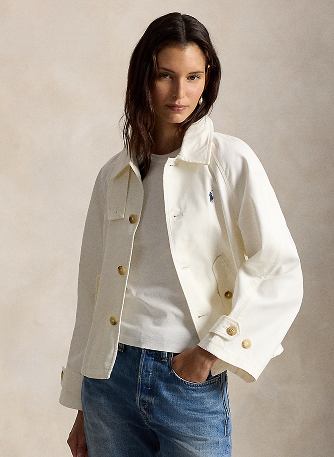 Veste ample en coton POLO RALPH LAUREN Beige