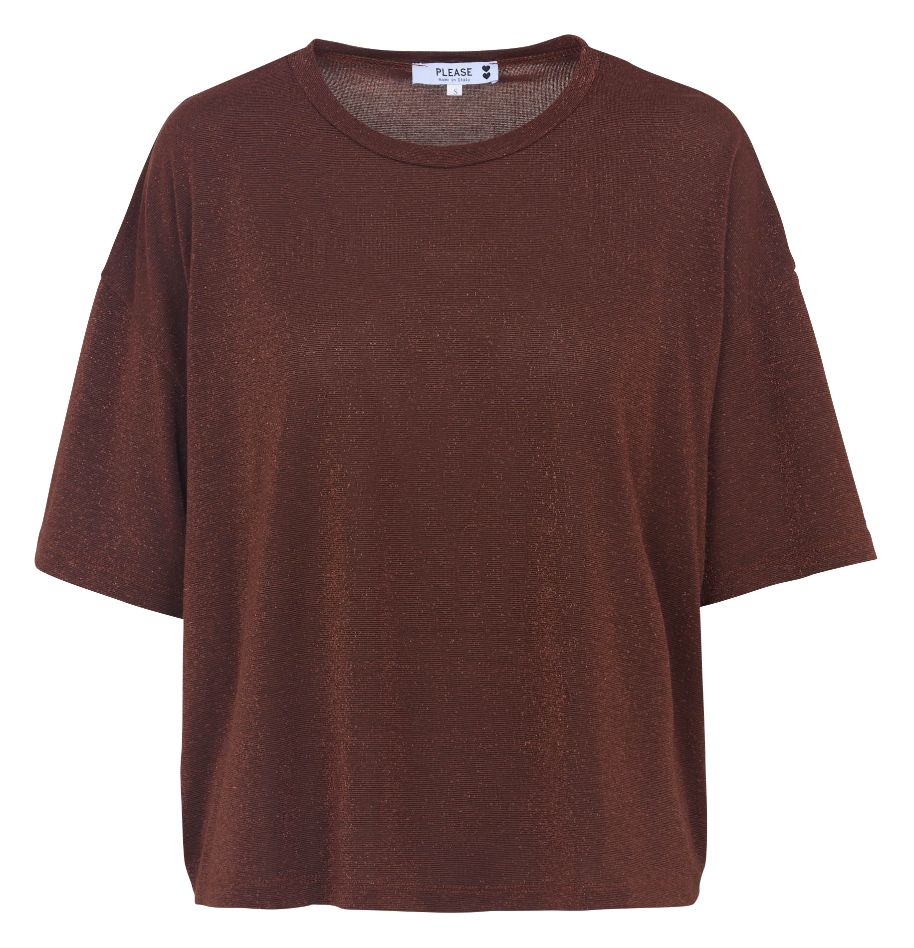 Tee-shirt fluide ample métallisé PLEASE Marron