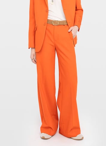 Pantalon Large En Coton Marron Rayé Effet Vintage | Bas | PLT FR Pantalon Large En Coton Marron Rayé Effet Vintage | Bas | PLT FR