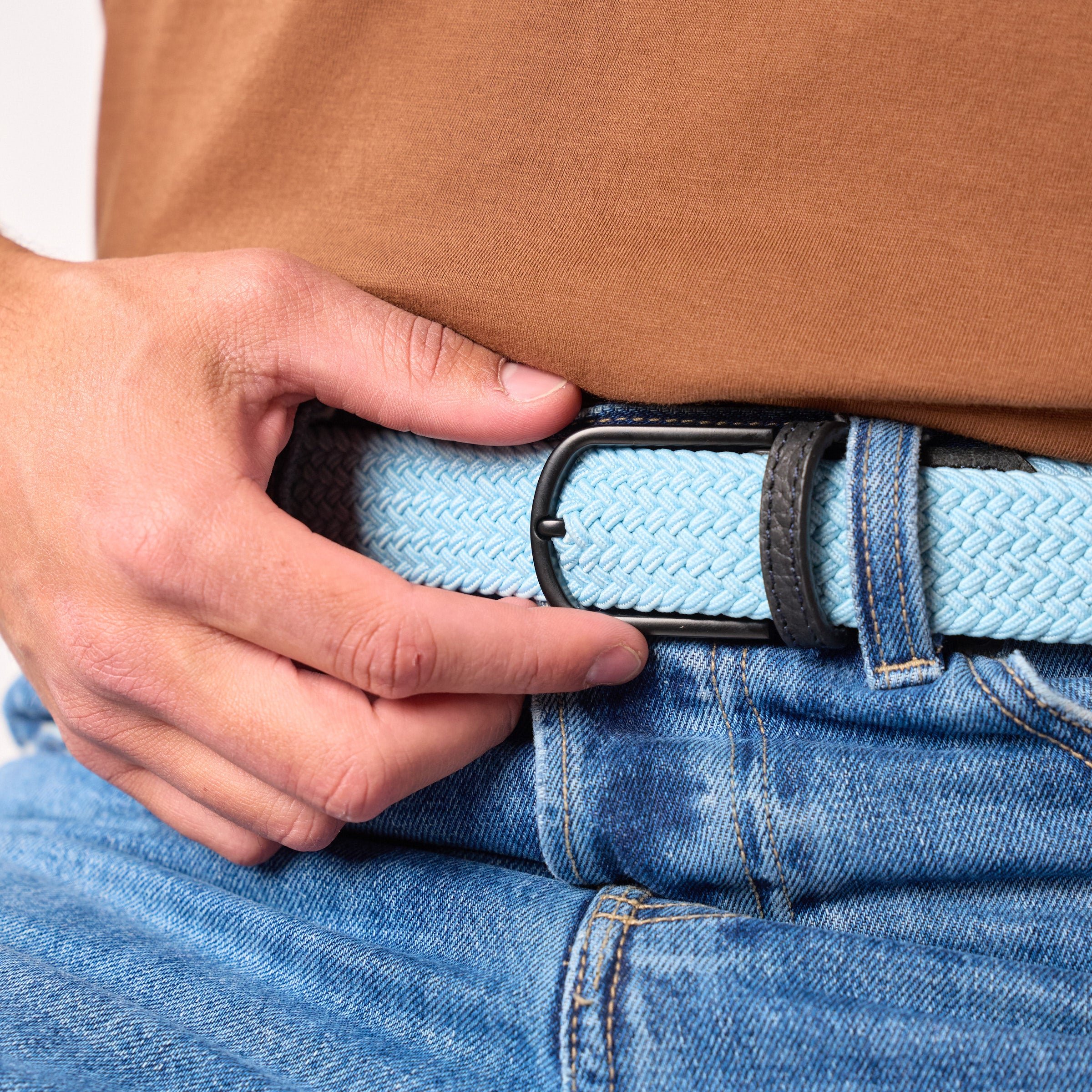 Solid Elastic Braided Belt BILLYBELT Blue