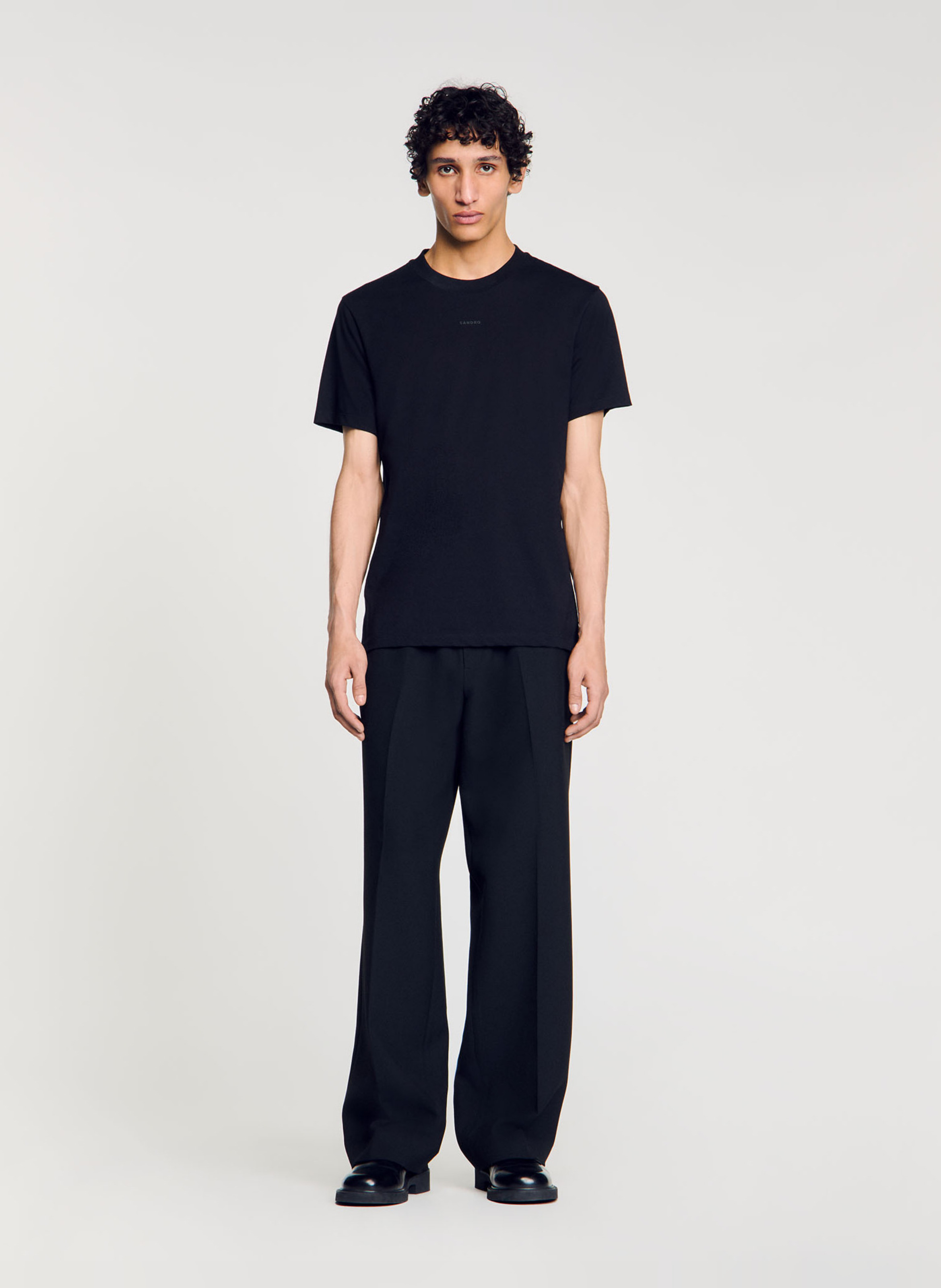 Tee-shirt droit en coton SANDRO Noir