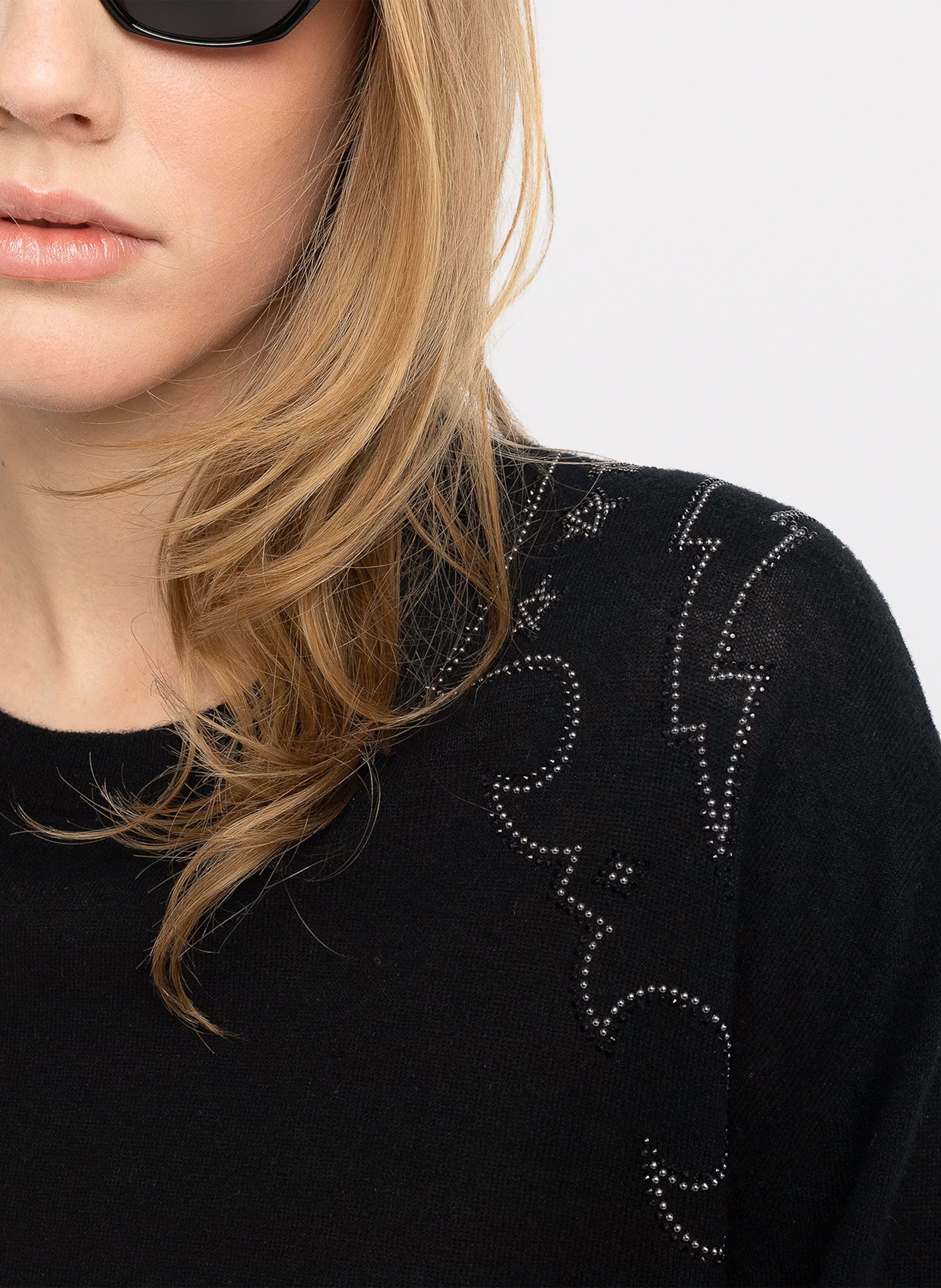 Gerader Pullover mit Strass aus Kaschmir ZADIG&VOLTAIRE Schwarz
