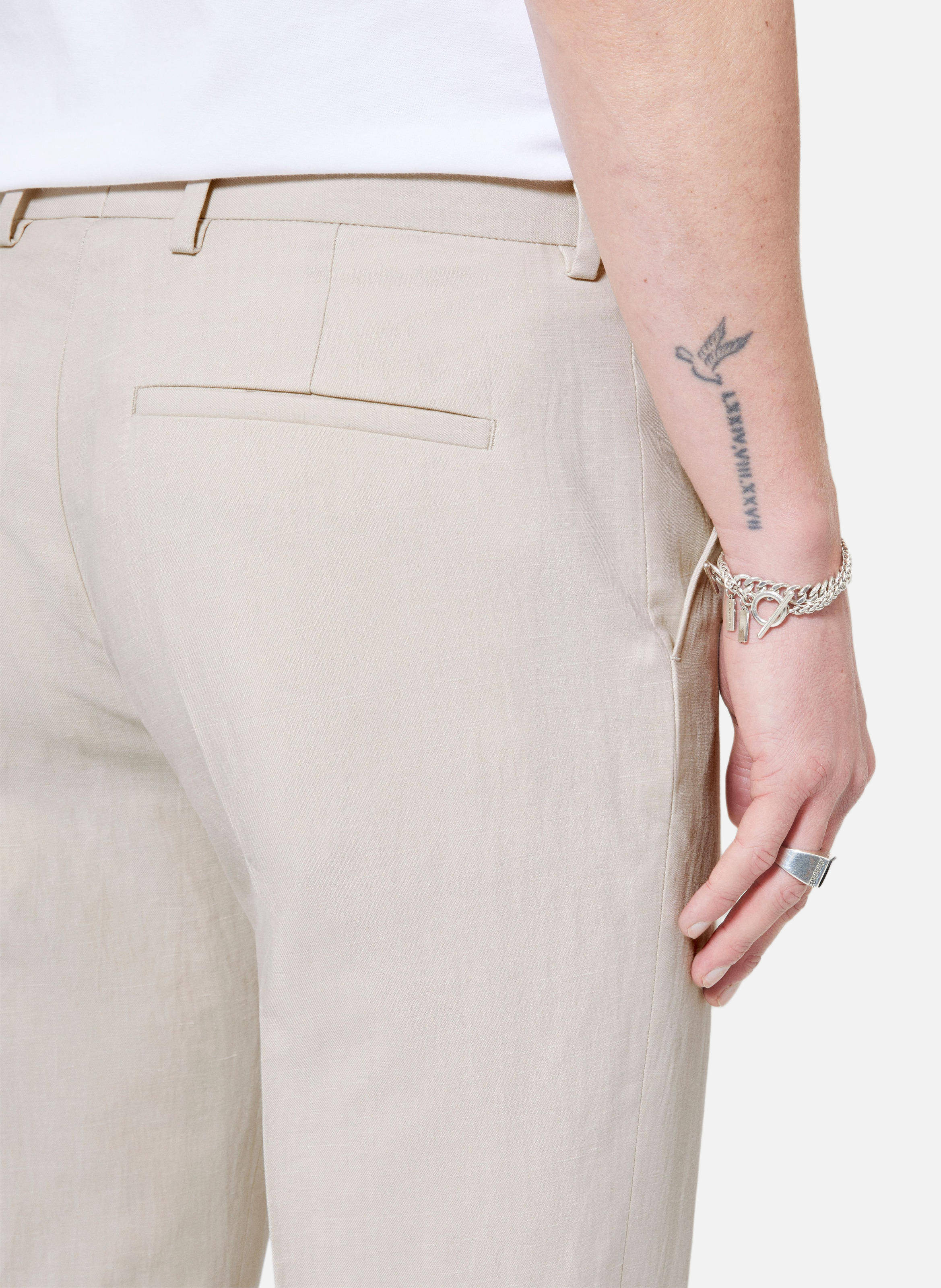 Pantalon de costume en coton lin THE KOOPLES Beige