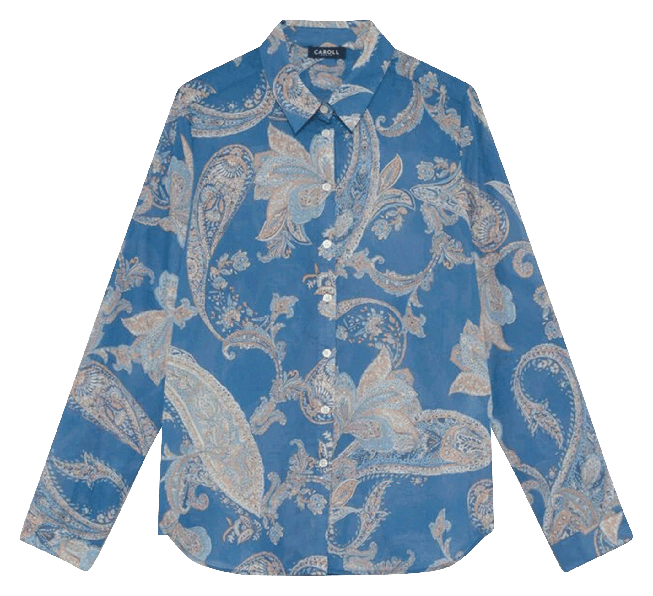 Chemise droite col classique en coton bio imprimé CAROLL Bleu