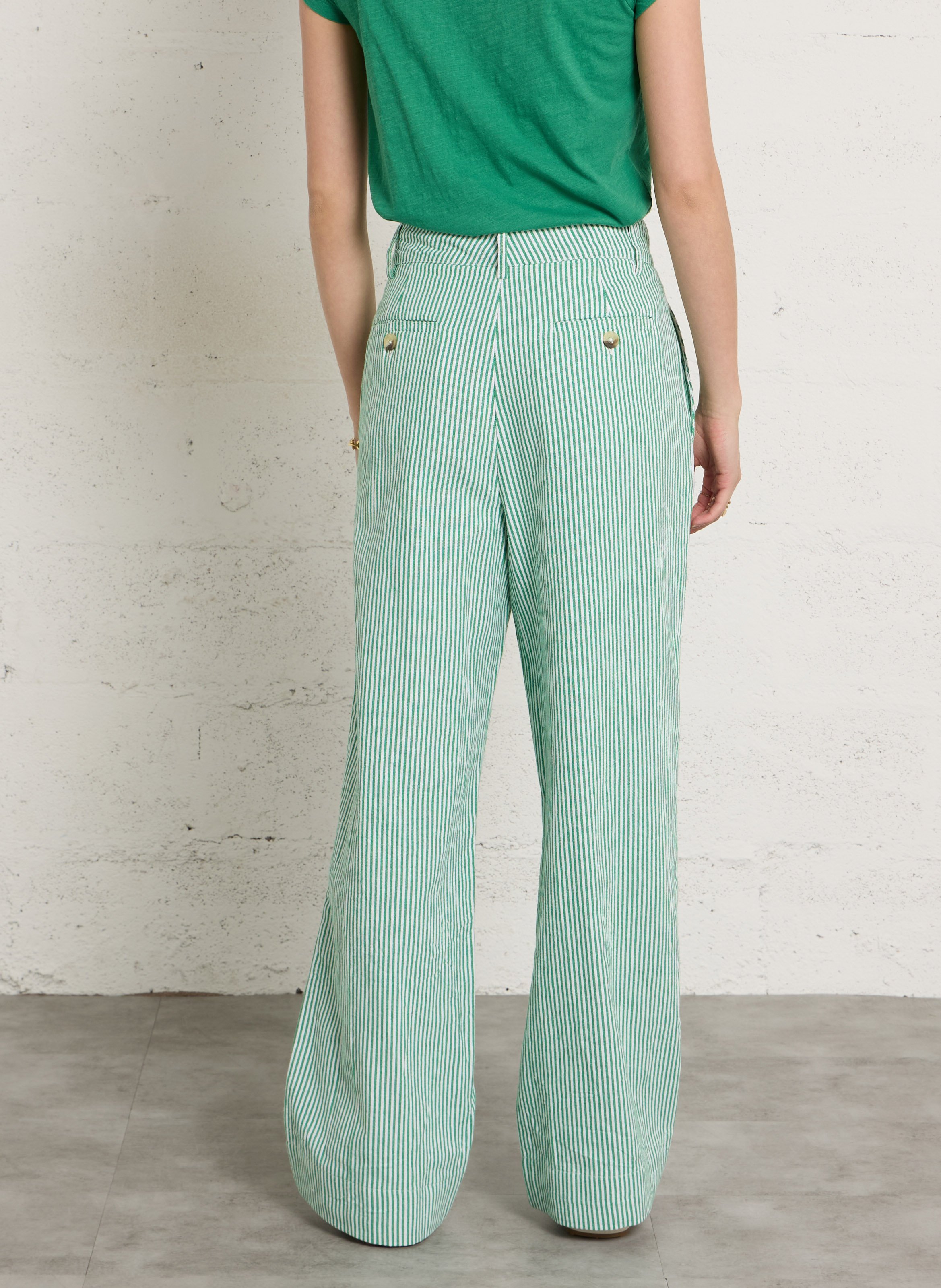 Pantalon droit en coton bio LEON & HARPER Vert