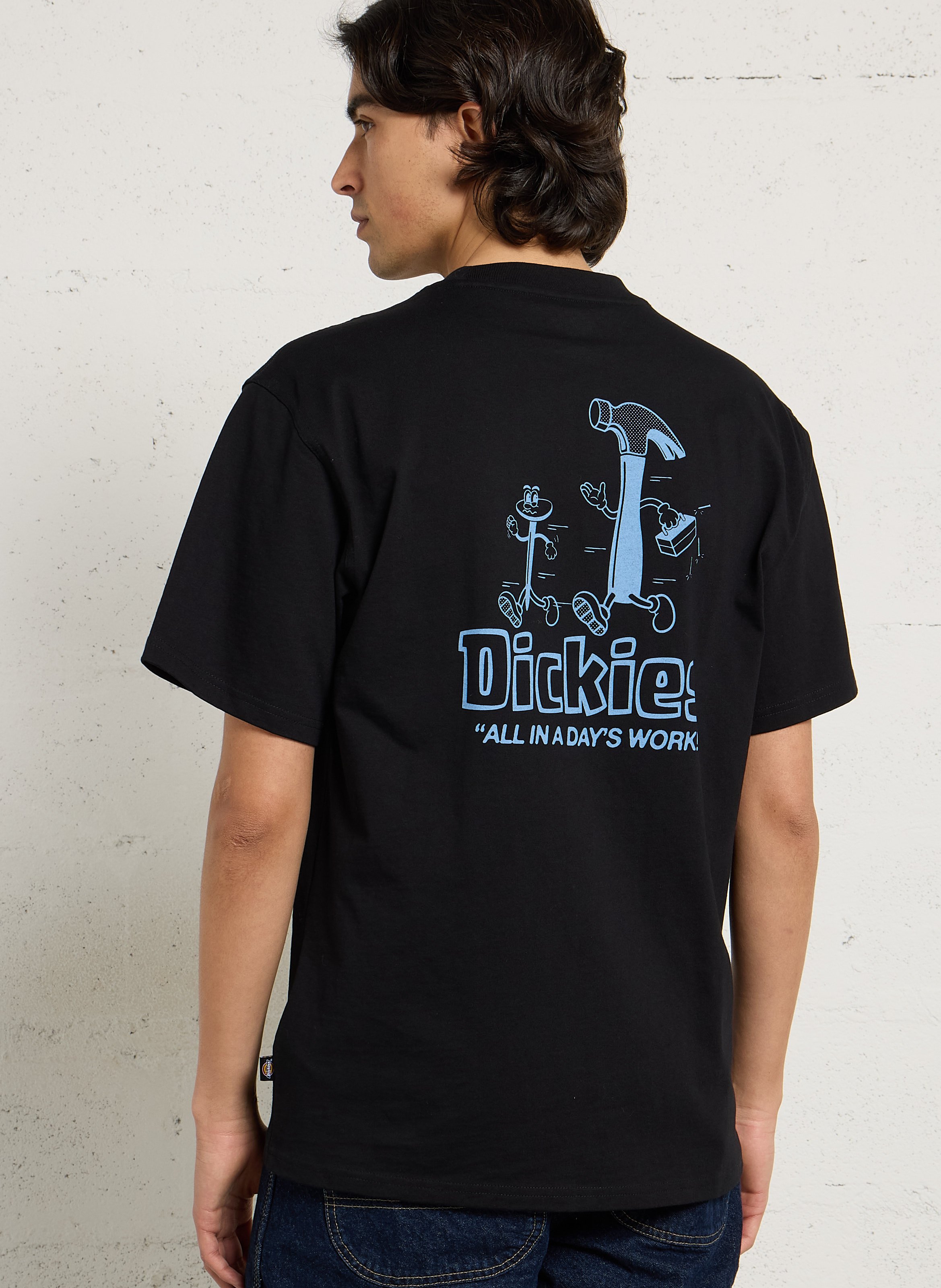 Recht, katoenen T-shirt met zeefdruk DICKIES Zwart