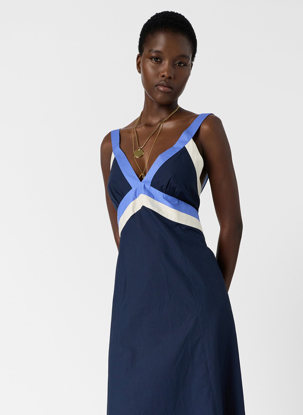 Langes Kleid mit überkreuzten Trägern GERARD DAREL Blau