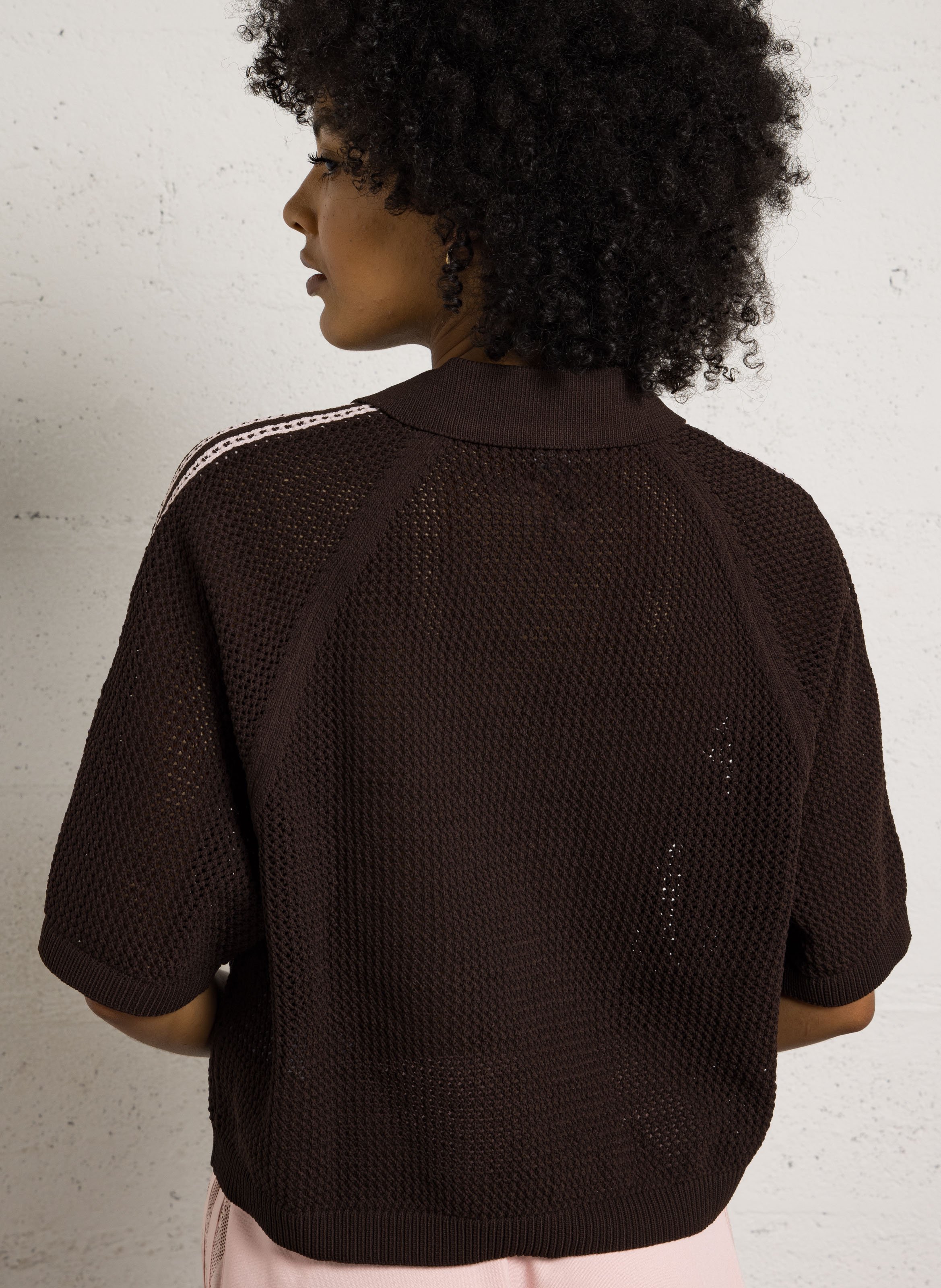 Top col polo en maille ADIDAS Marron