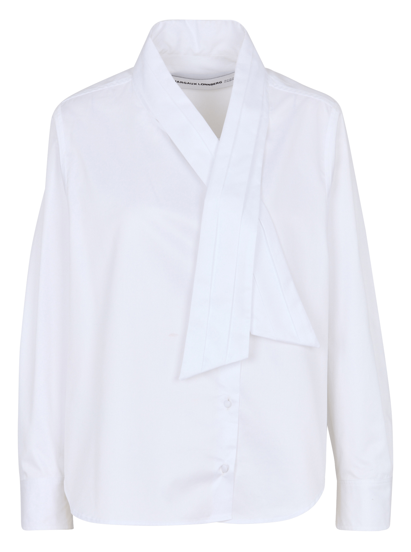 Chemise col à nouer uni en coton MARGAUX LONNBERG Blanc
