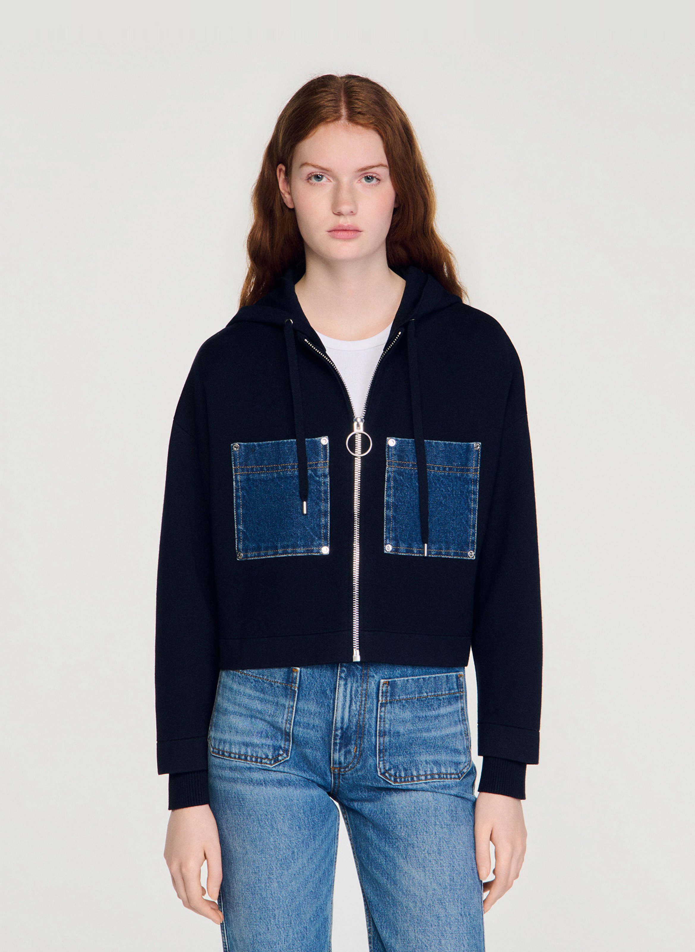 Hooded cardigan  SANDRO Blue