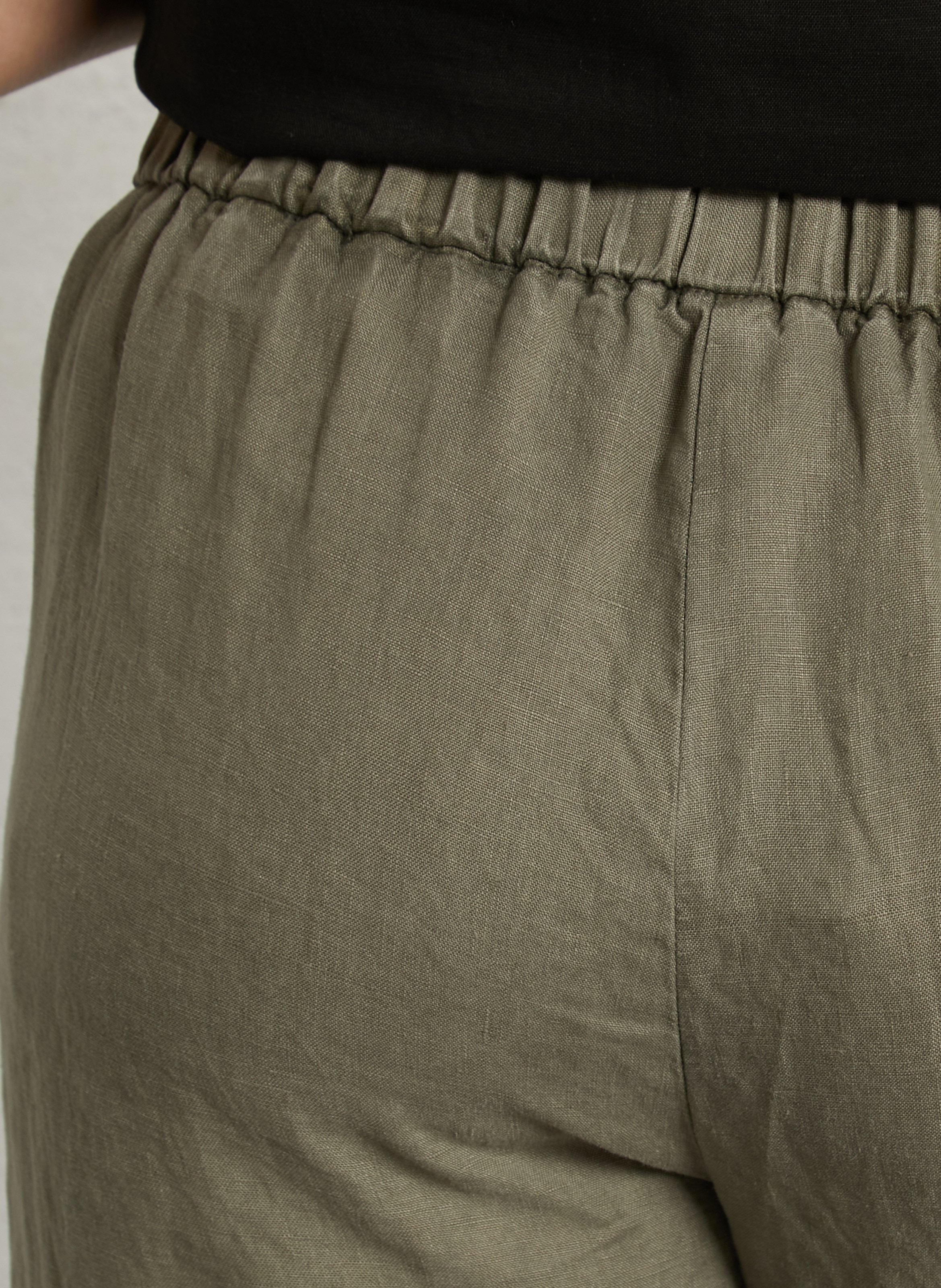 Pantalon droit en lin  SUD EXPRESS Kaki