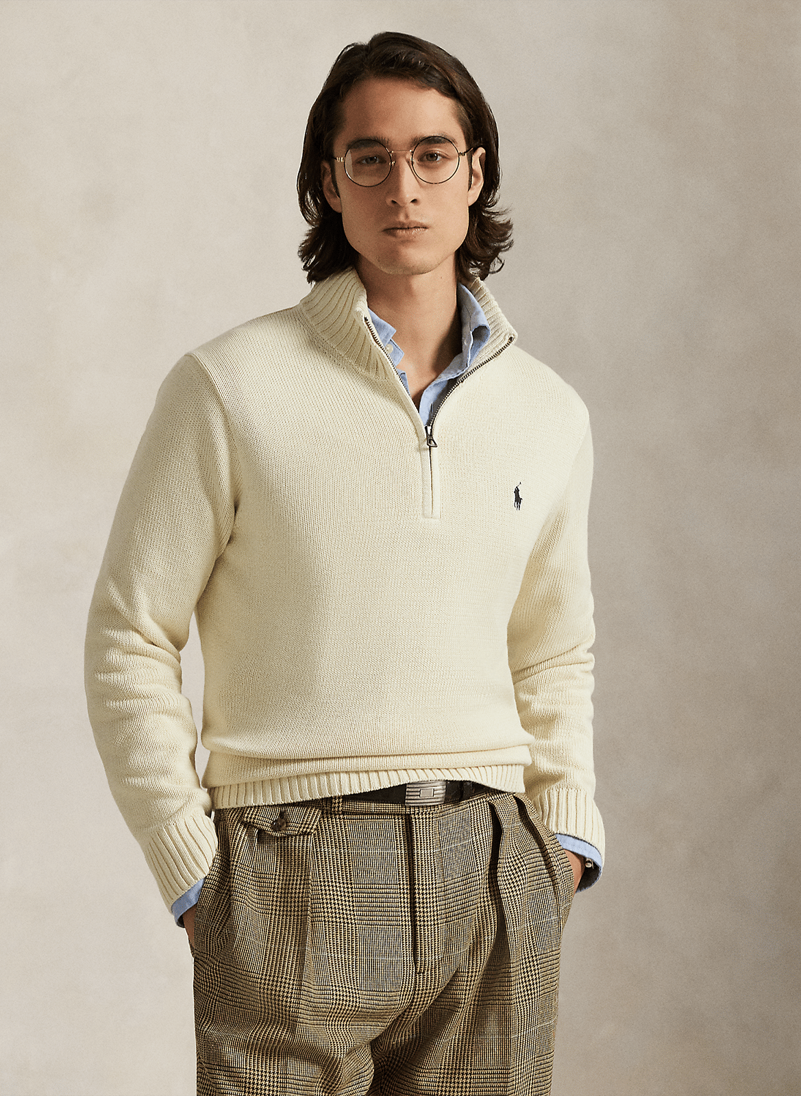 Baumwoll-Pullover mit Reißverschluss am Kragen POLO RALPH LAUREN