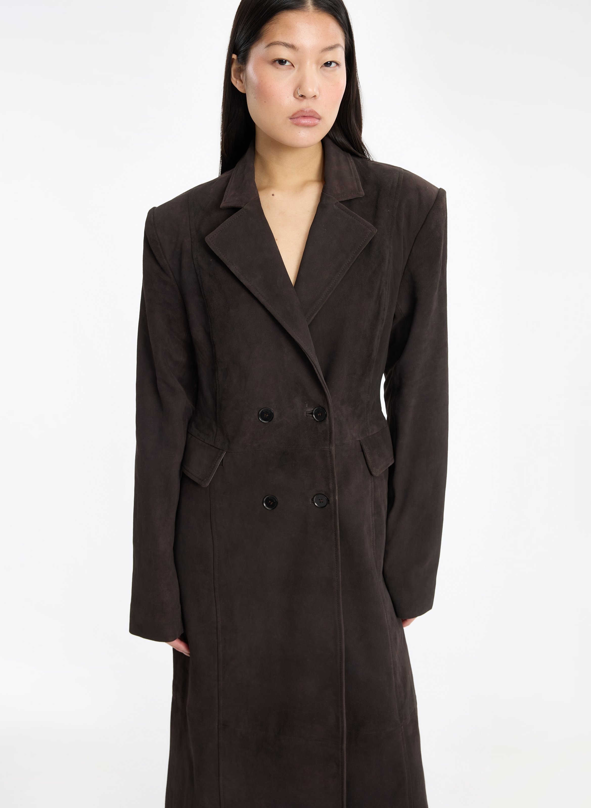 Manteau en cuir ROTATE Marron