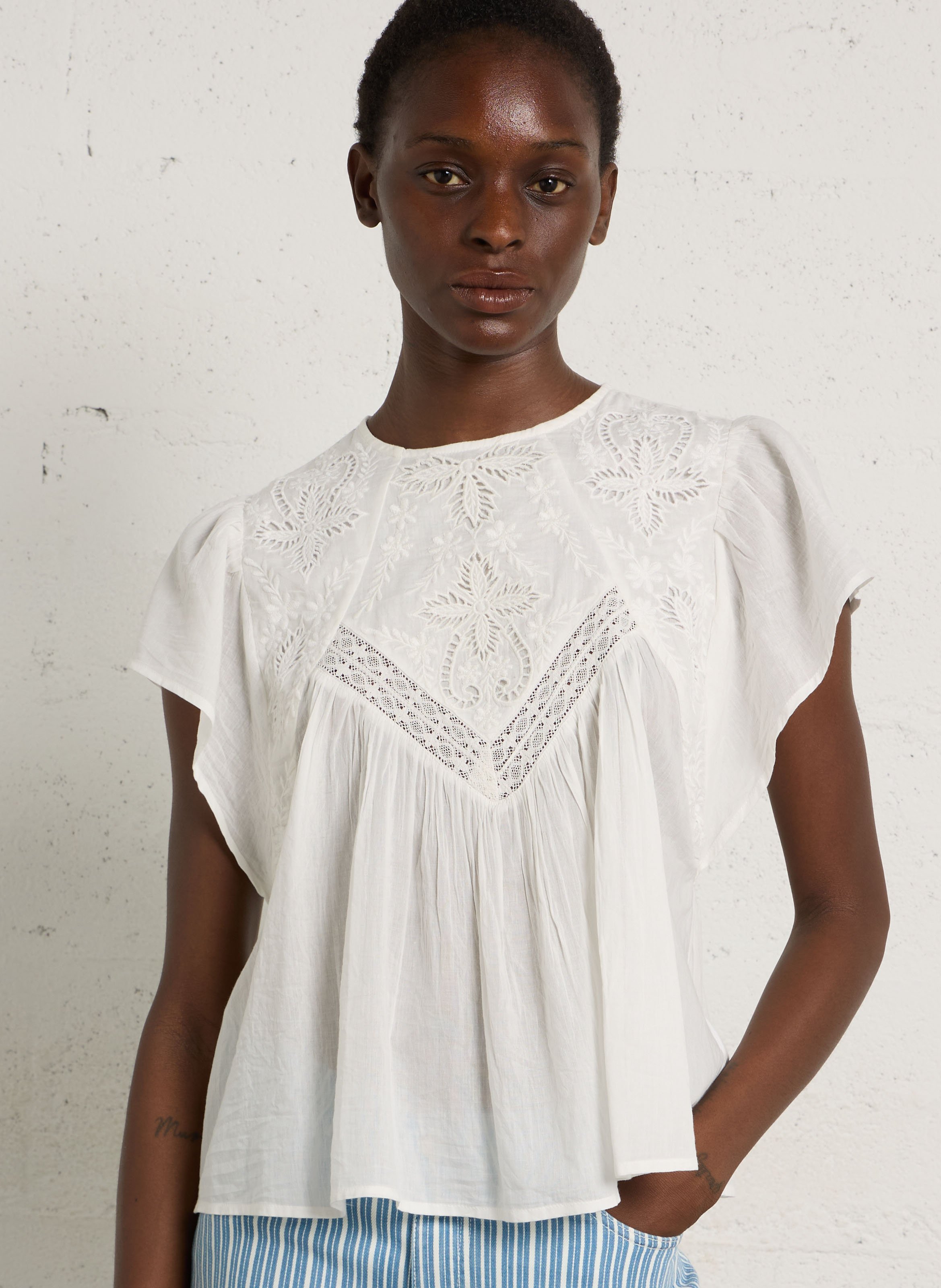 Katoenen blouse met ronde hals MAISON 123 Wit