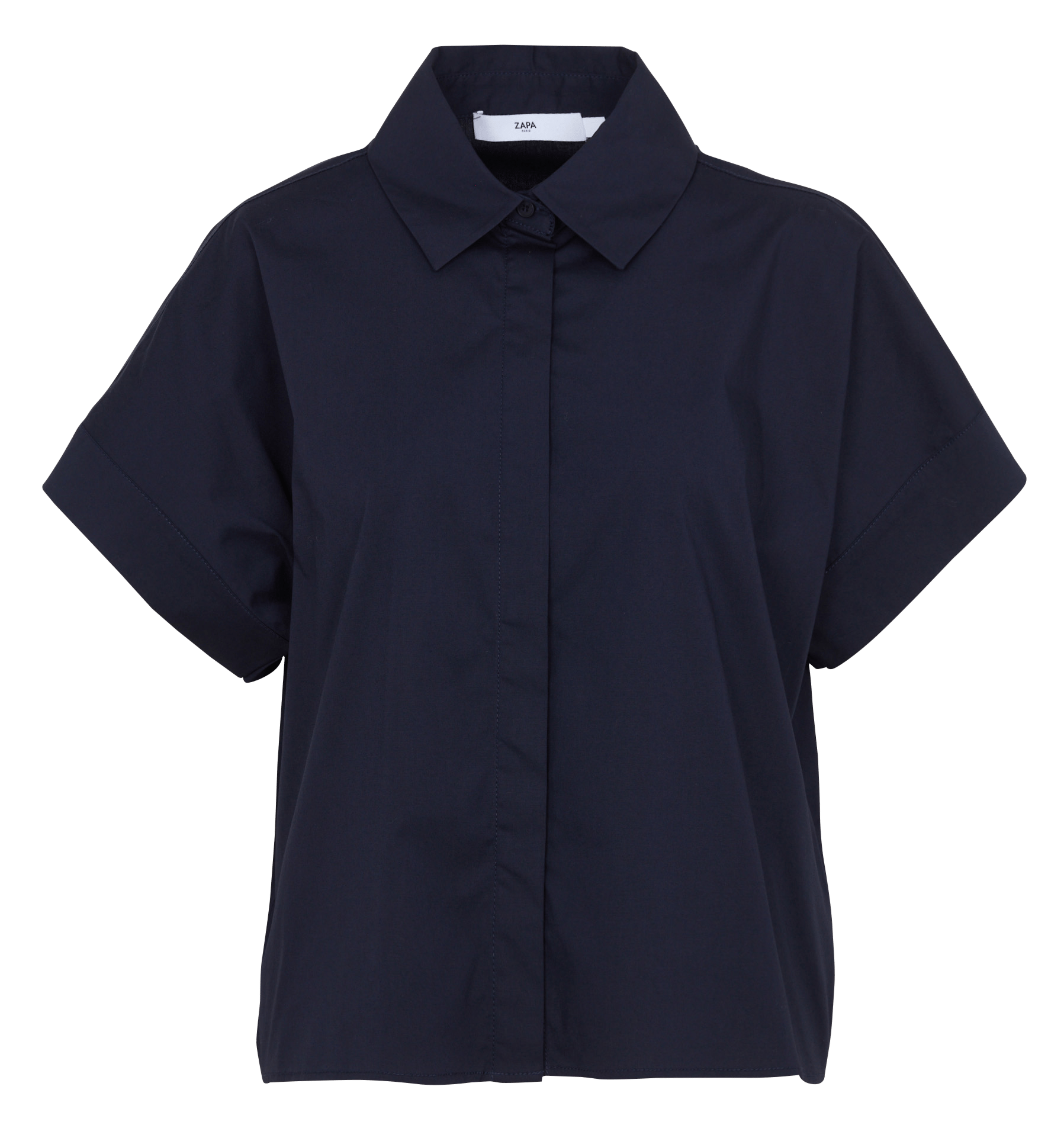 Blouse col classique en coton mélangé ZAPA Bleu