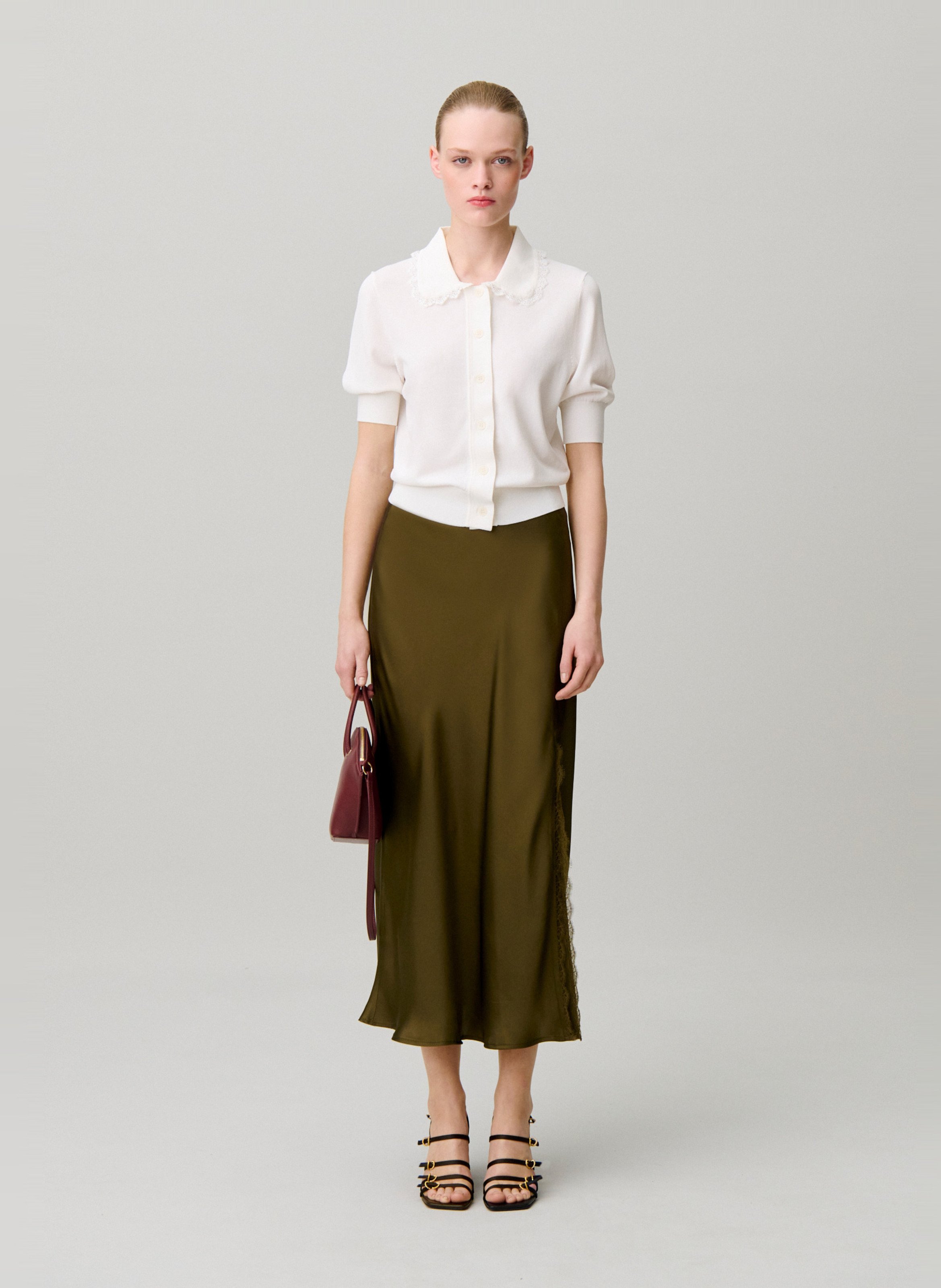 Lange, gerende rok CLAUDIE PIERLOT Bruin
