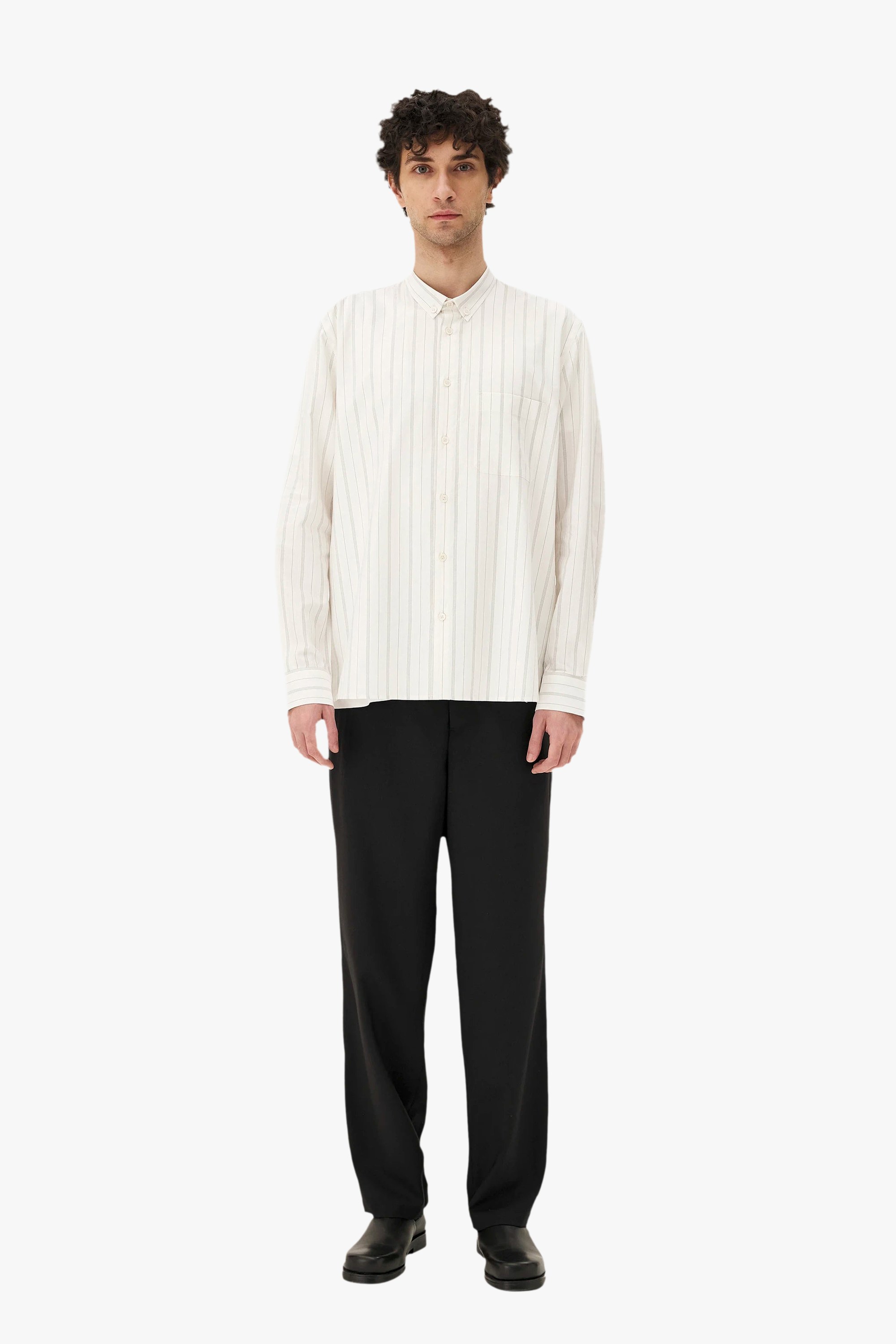 Striped Curtis Shirt | White Noyoco Men