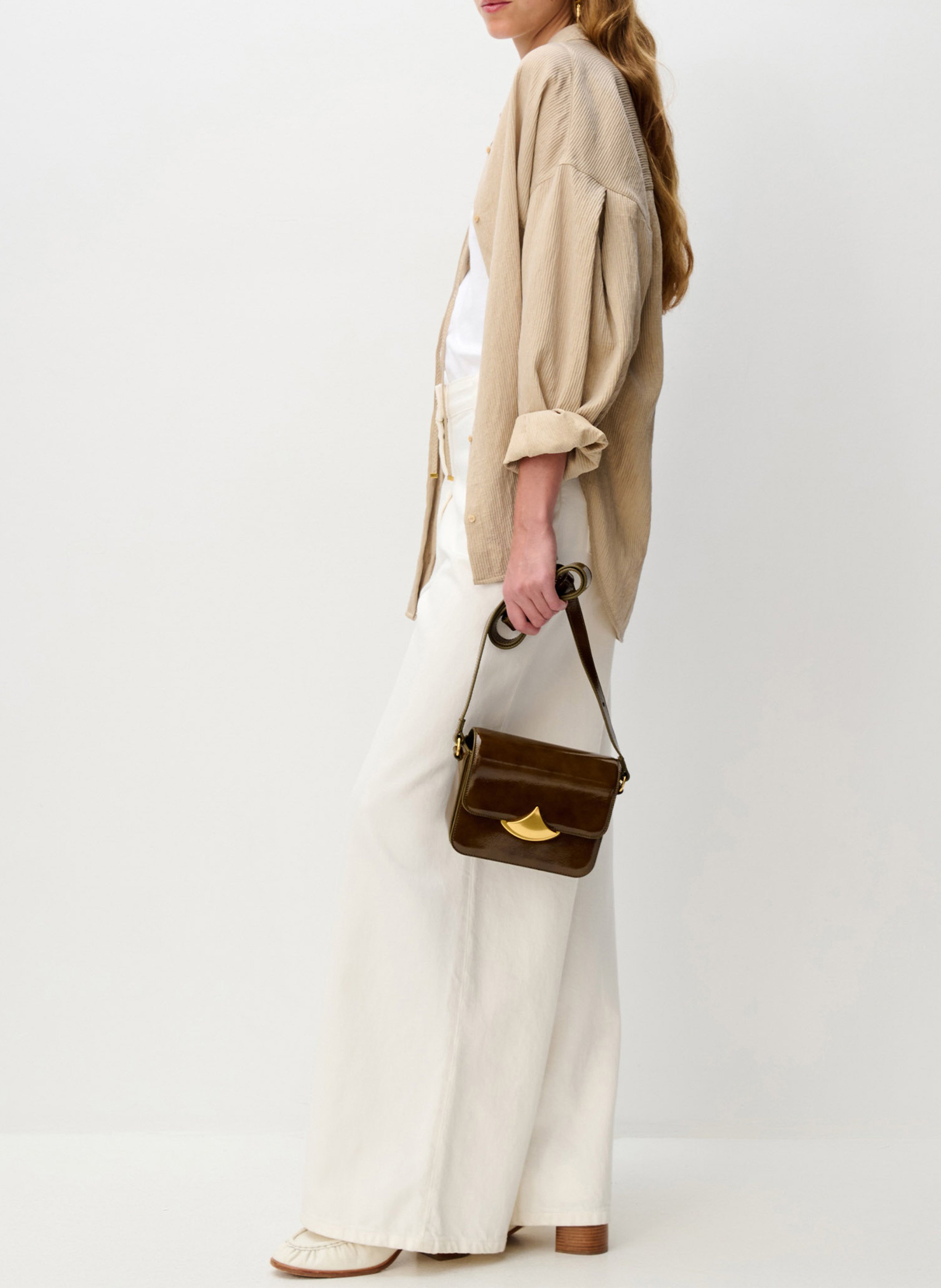 Straight shirt with classic collar SESSUN Beige