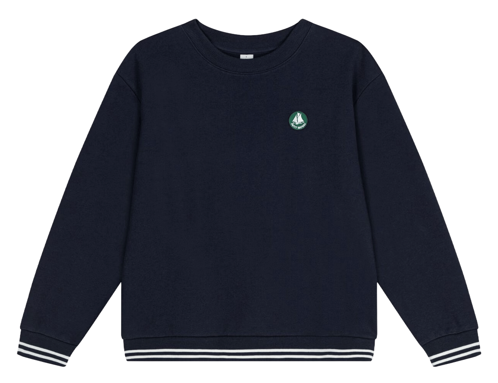Sweat droit col rond brodé en coton PETIT BATEAU Bleu