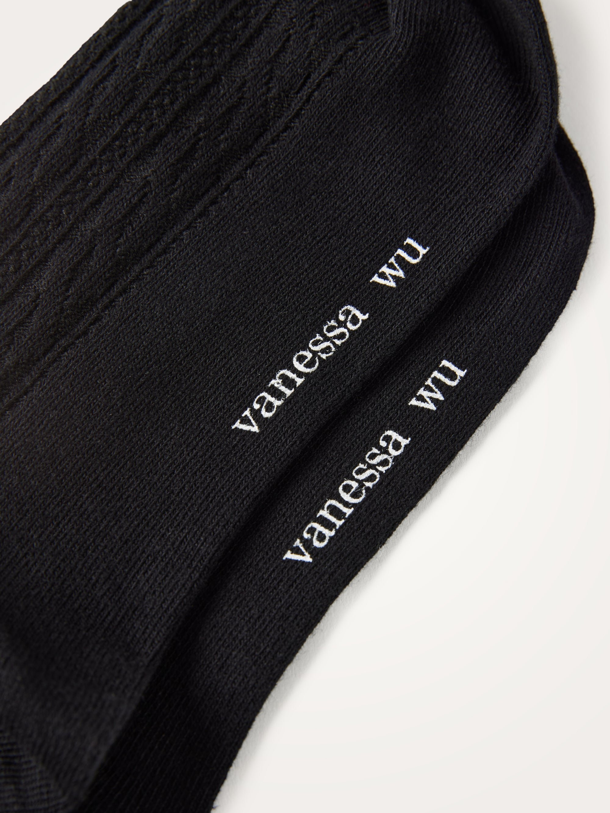 Ribbed Braided High Socks VANESSA WU Black