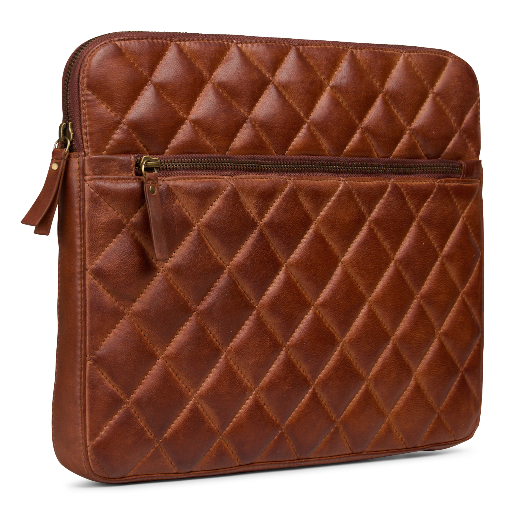 Funda de ordenador de piel acolchada MAISON 123 Marron