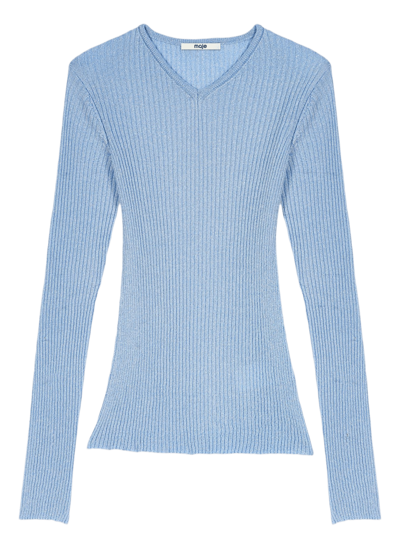 Slim-fit trui met fijn geribbelde breiwerk MAJE Blauw