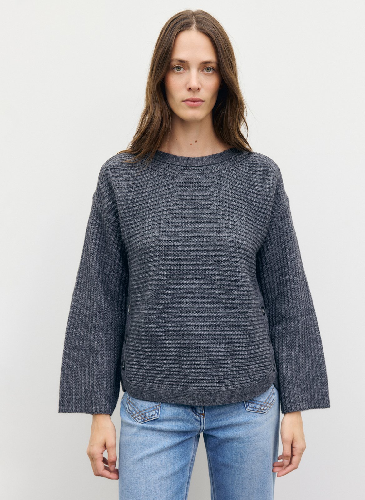 Straight boat neck wool blend sweater GERARD DAREL Grey